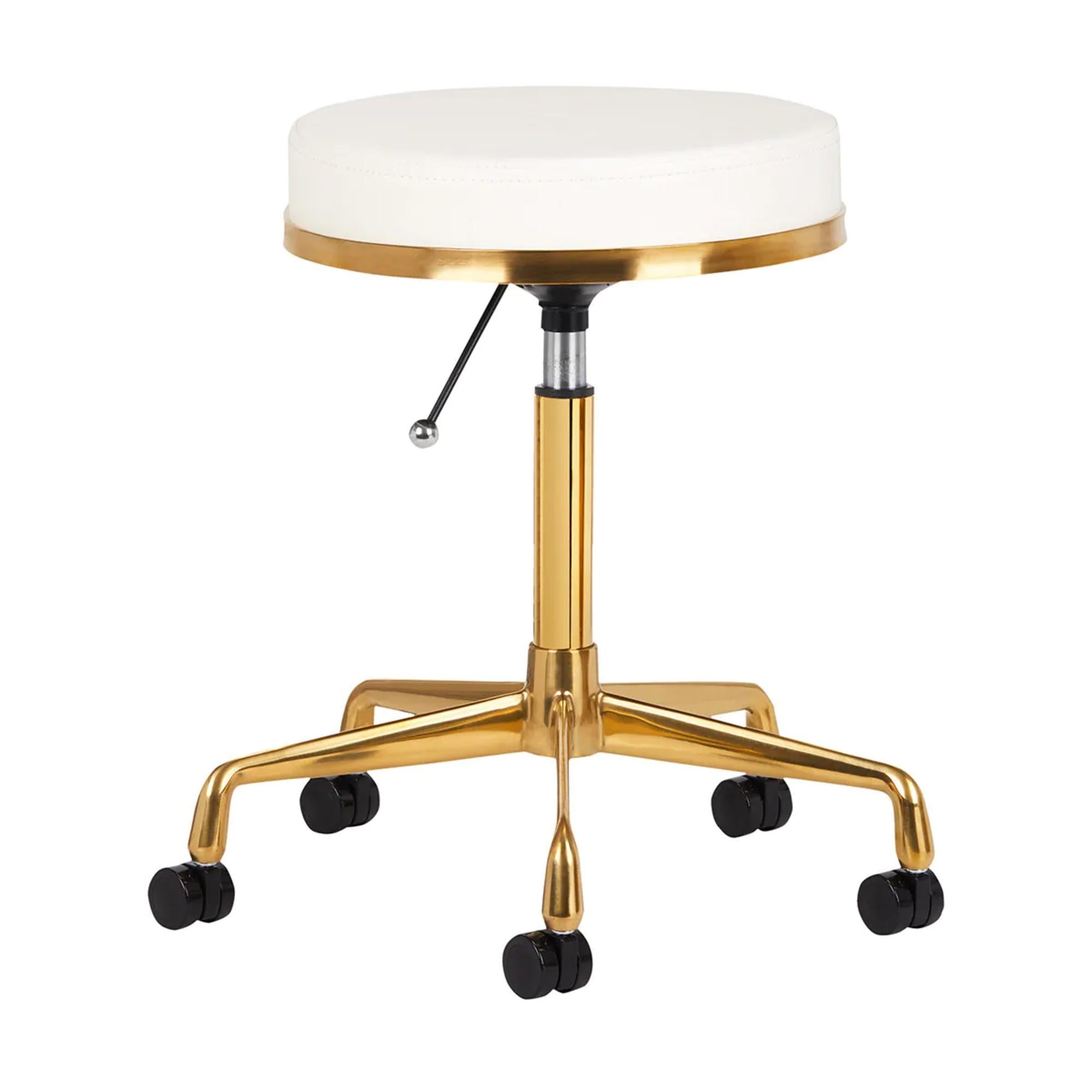 Sgabello H4 con Rotelle - Bianco Oro