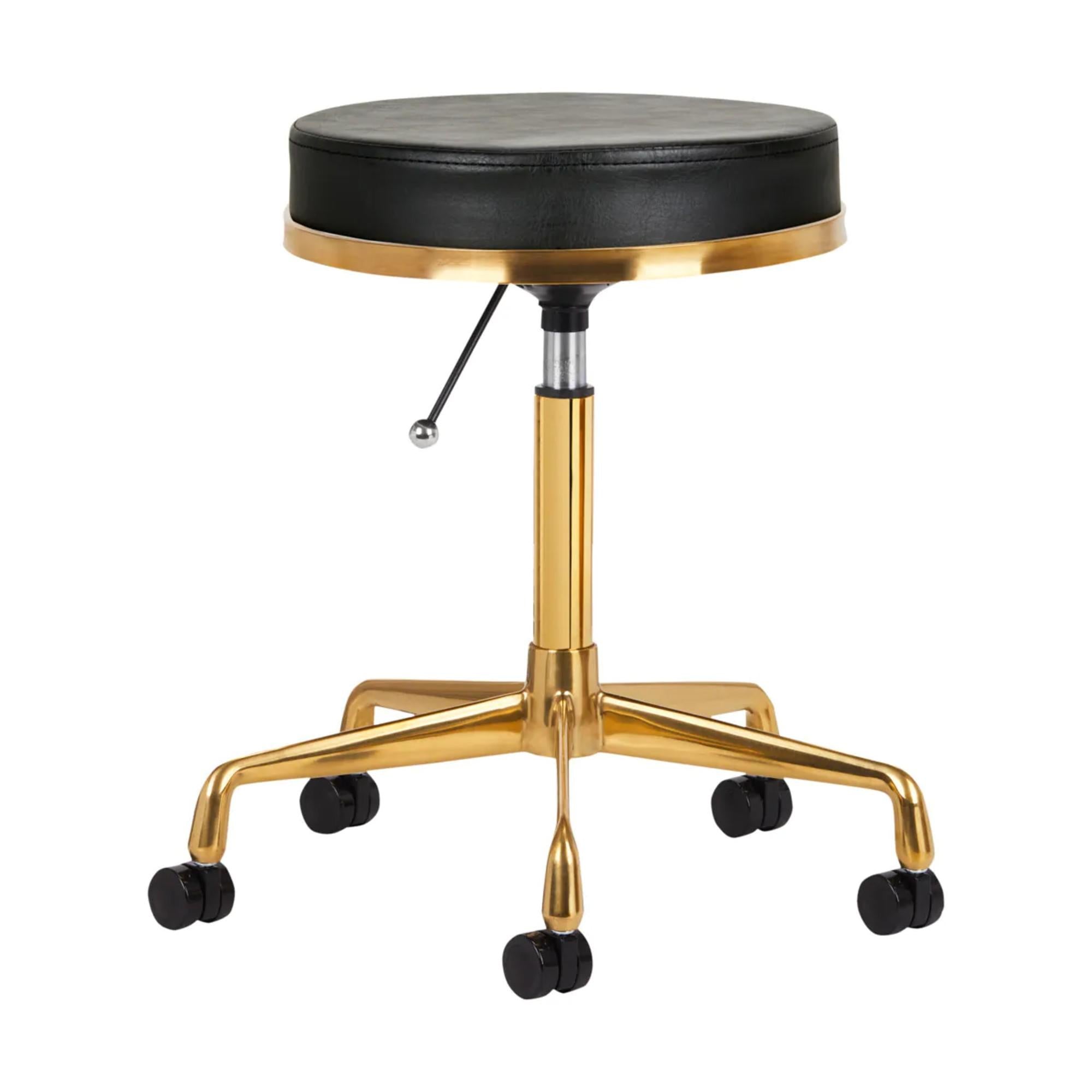 Sgabello H4 con Rotelle - Nero Oro