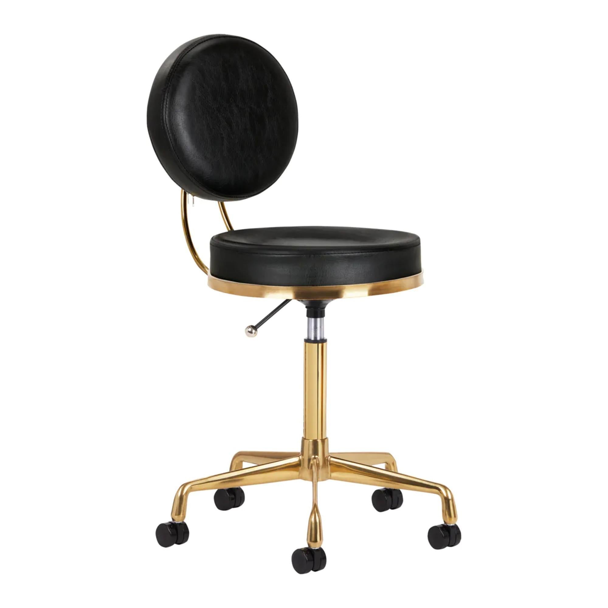 Sgabello H5 con Rotelle - Nero Oro