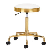 Sgabello H7 con Rotelle - Bianco Oro