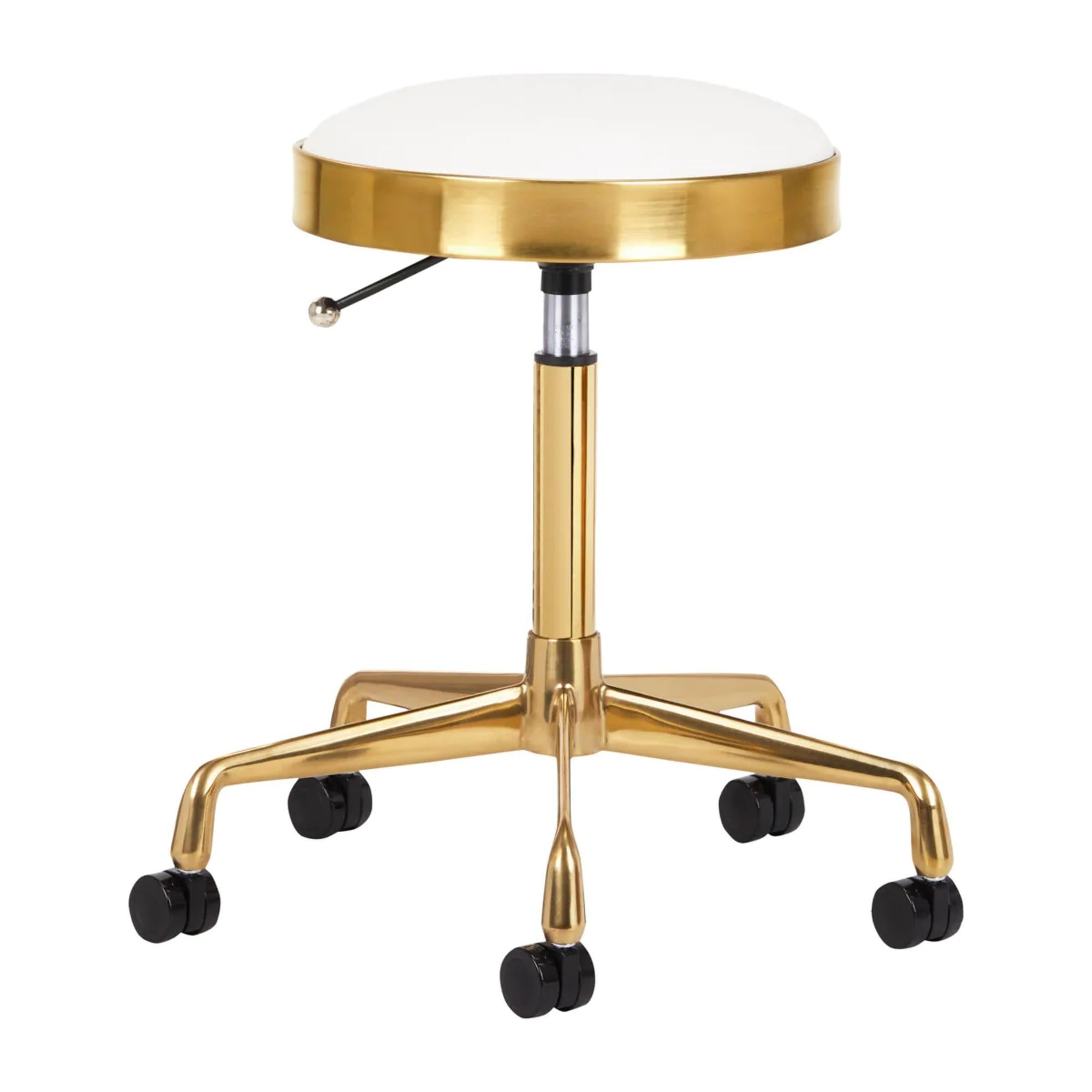 Sgabello H7 con Rotelle - Bianco Oro