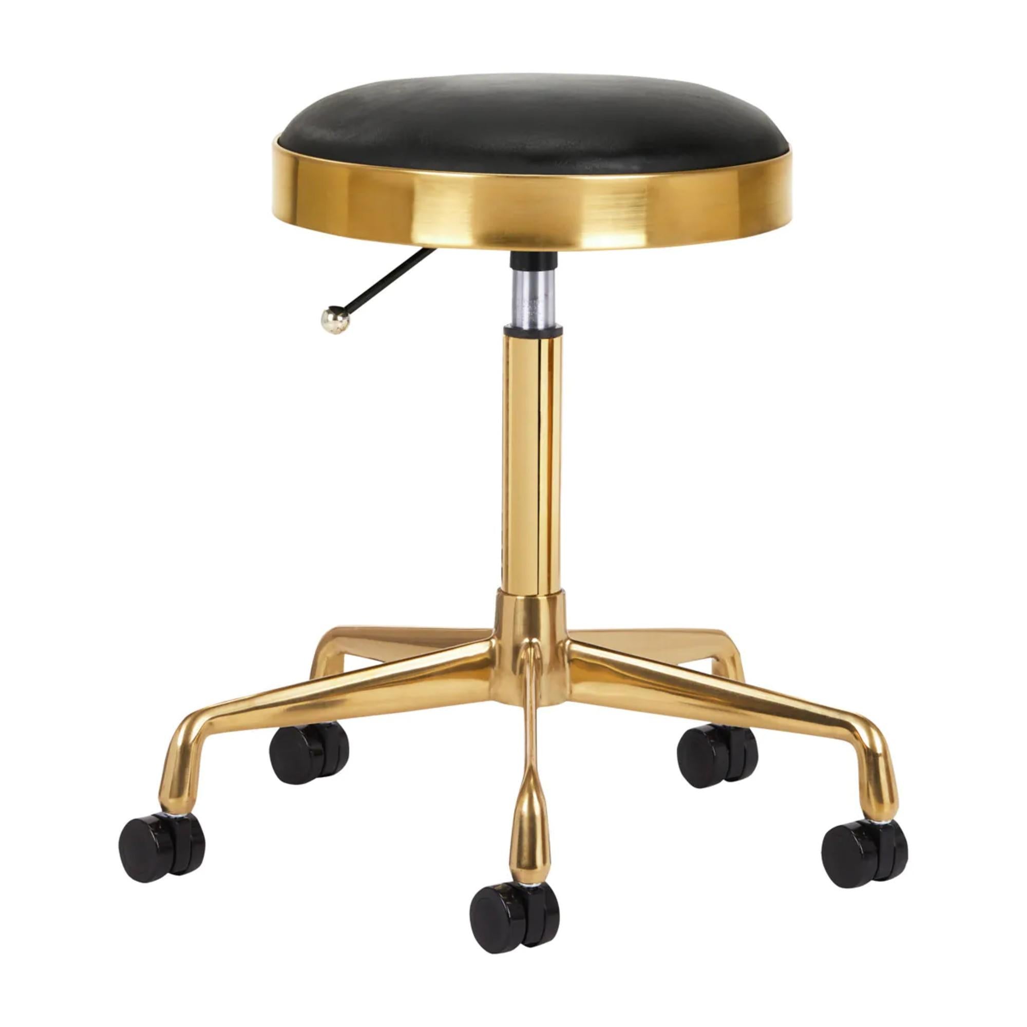 Sgabello H7 con Rotelle - Nero Oro