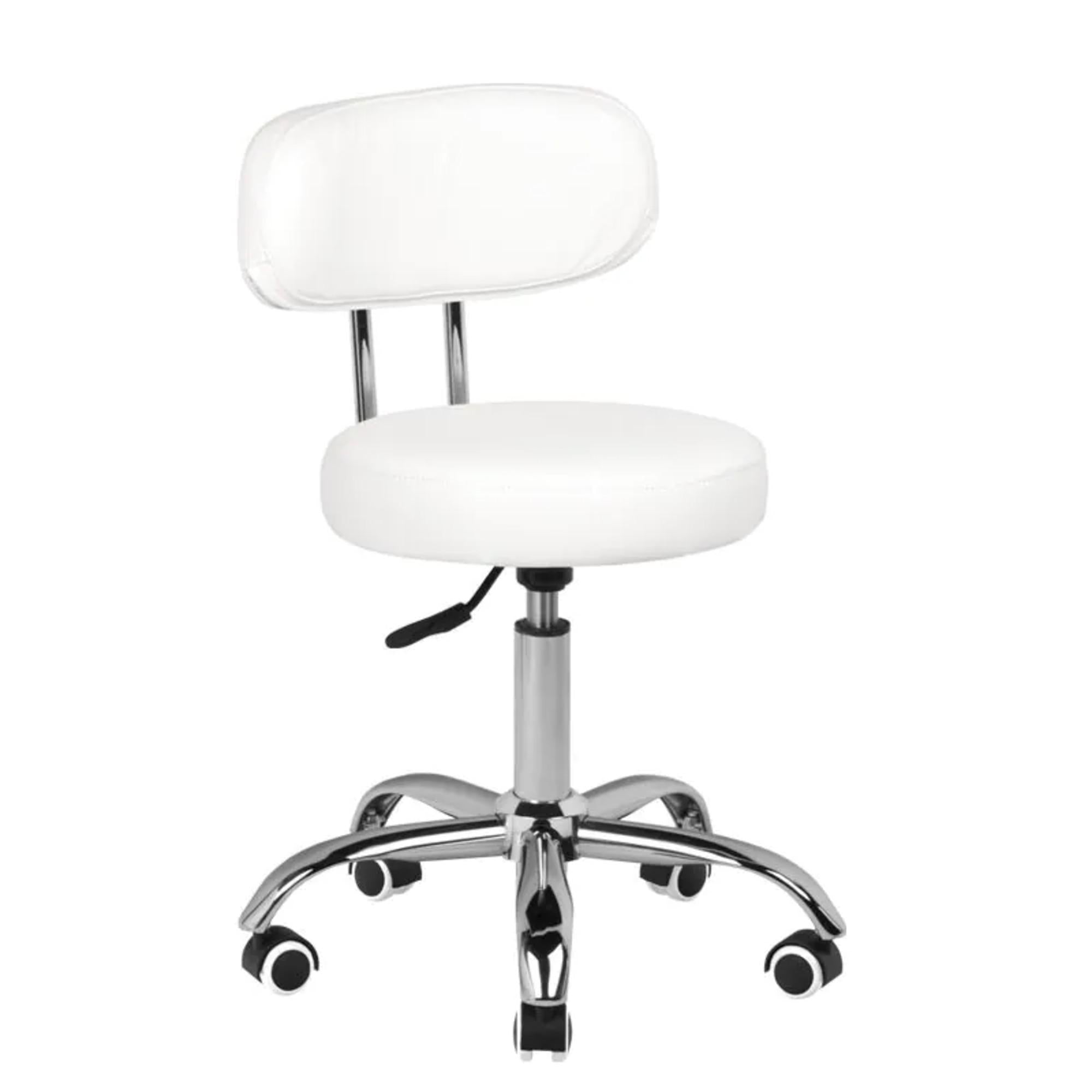 Sgabello A007 per Pedicure con Rotelle - Bianco