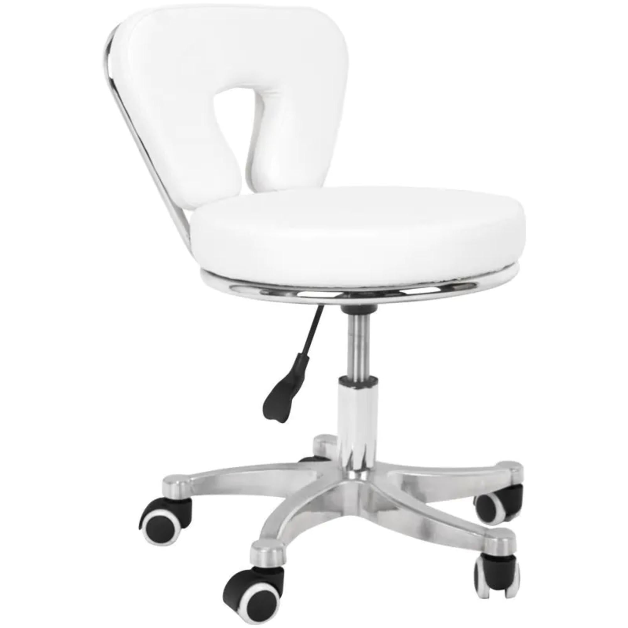 Sgabello 9266 per Pedicure con Rotelle - Bianco