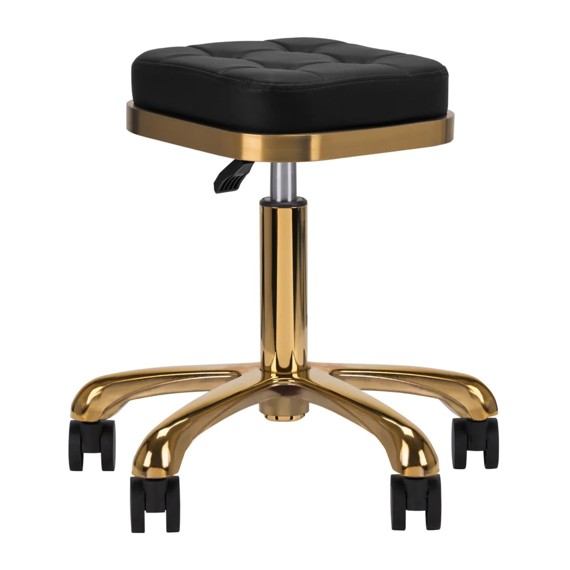 Sgabello M-1645 con Rotelle - Nero Oro