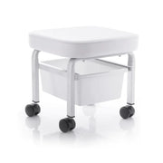 Sgabello per Pedicure con Contenitore e Rotelle - Bianco