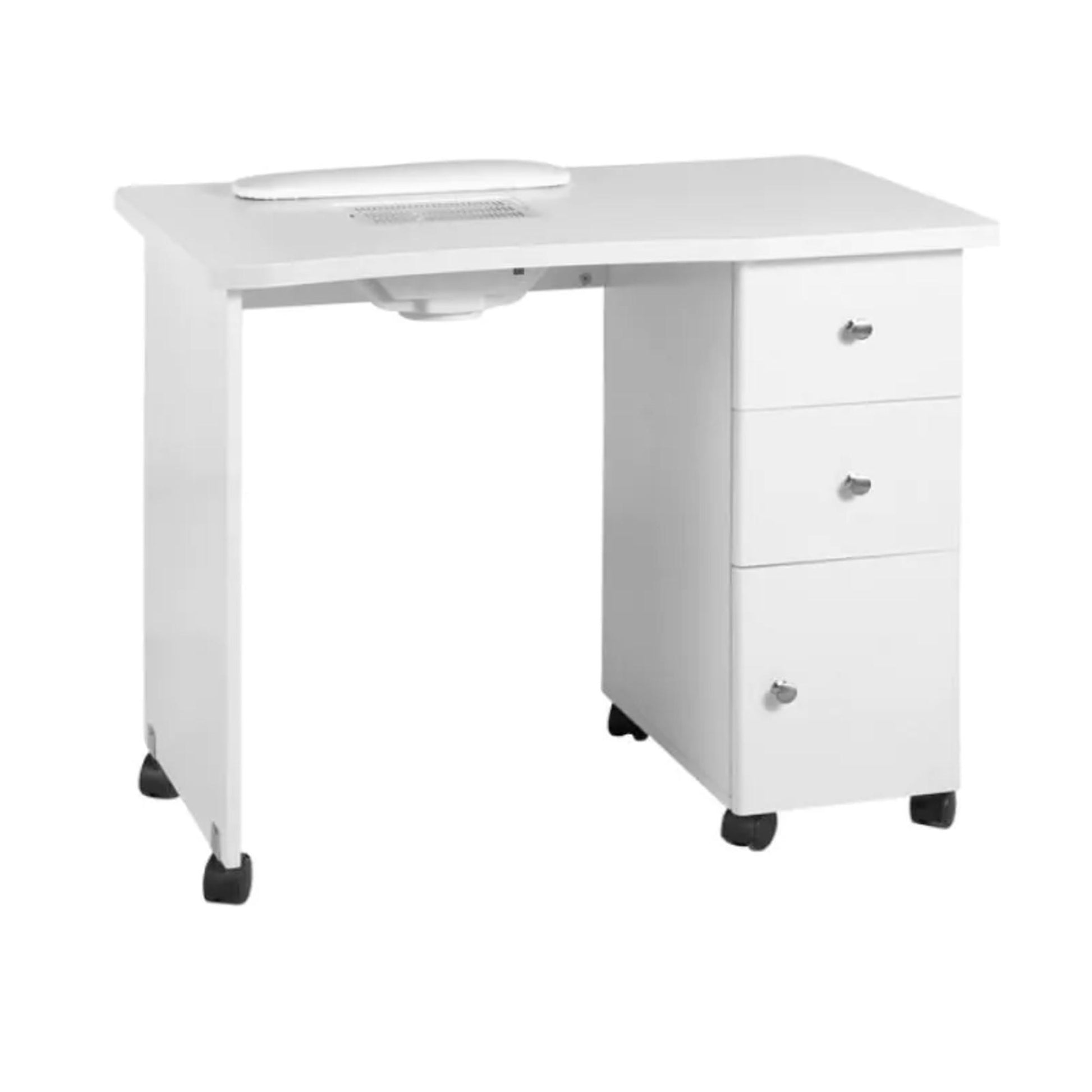 Tavolino Manicure 011B in Legno con Aspiratore - Bianco
