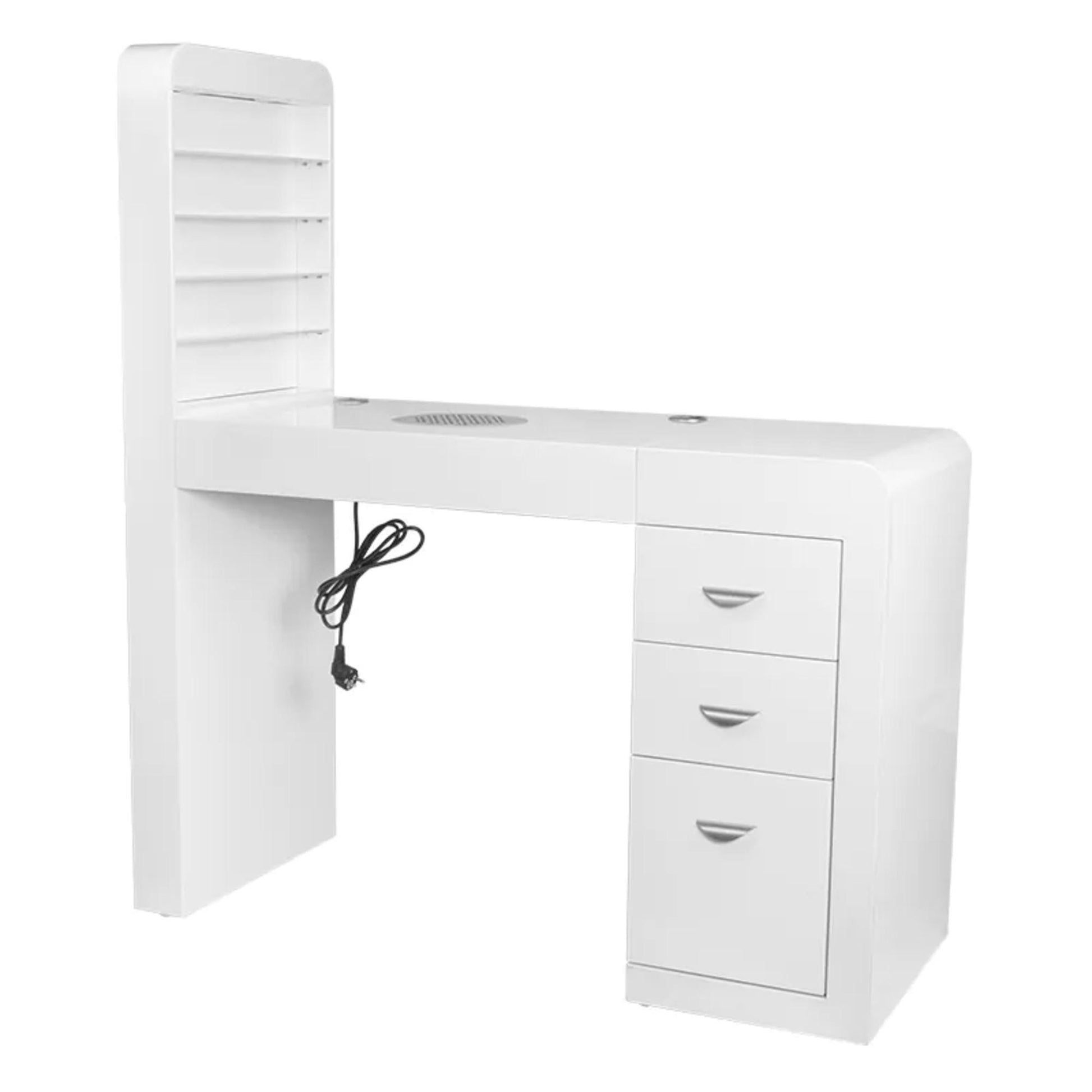 Tavolino Manicure 310 con Aspiratore e Cassettiera Destra - Bianco