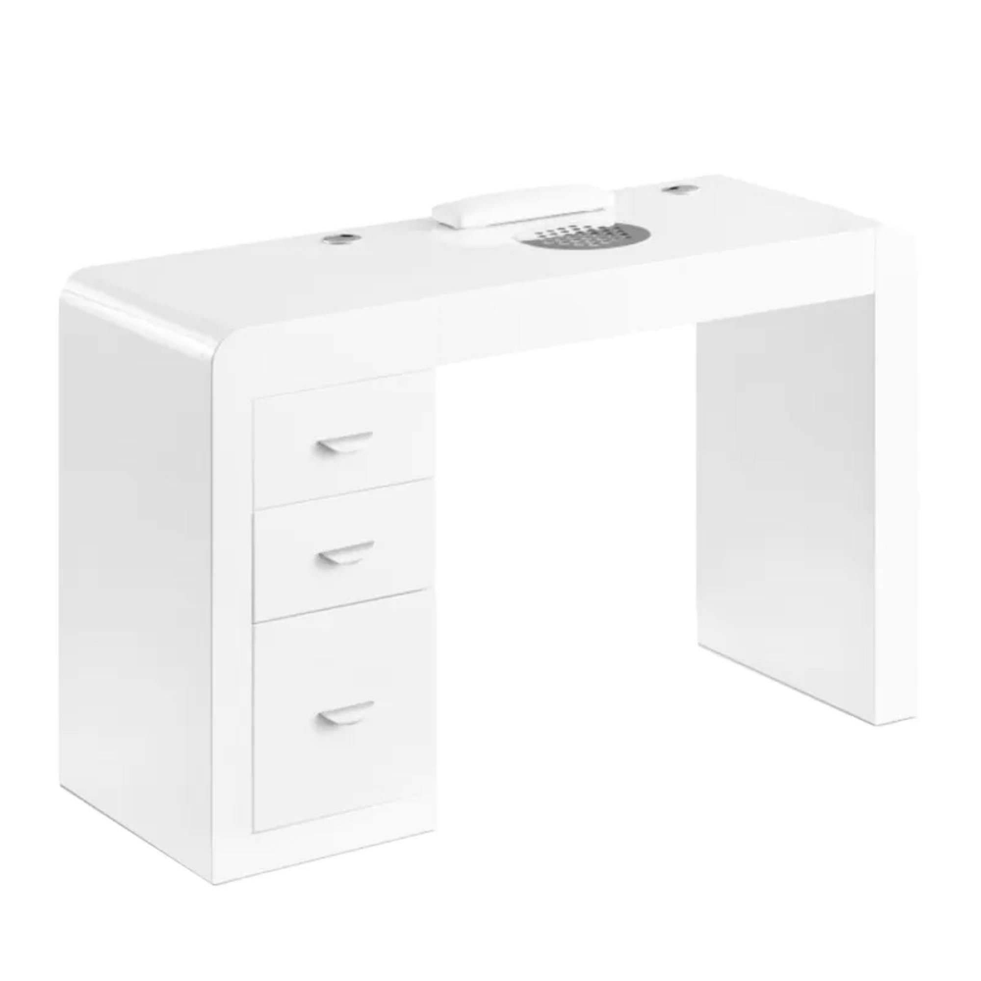 Tavolino Manicure 312 con Aspiratore e Cassettiera Sinistra - Bianco