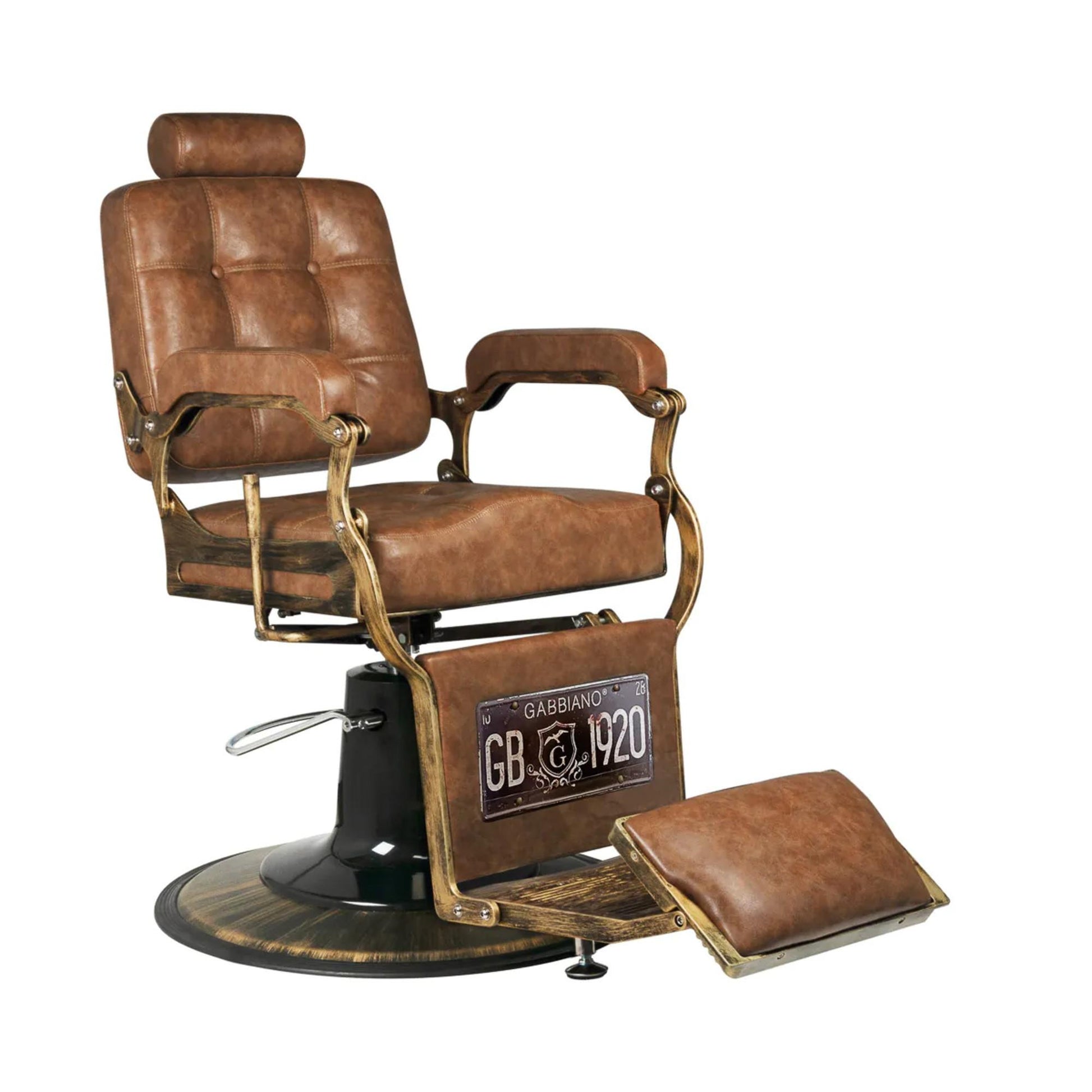 Gabbiano Poltrona Boss Old Leather per Parrucchiere - Marrone Chiaro