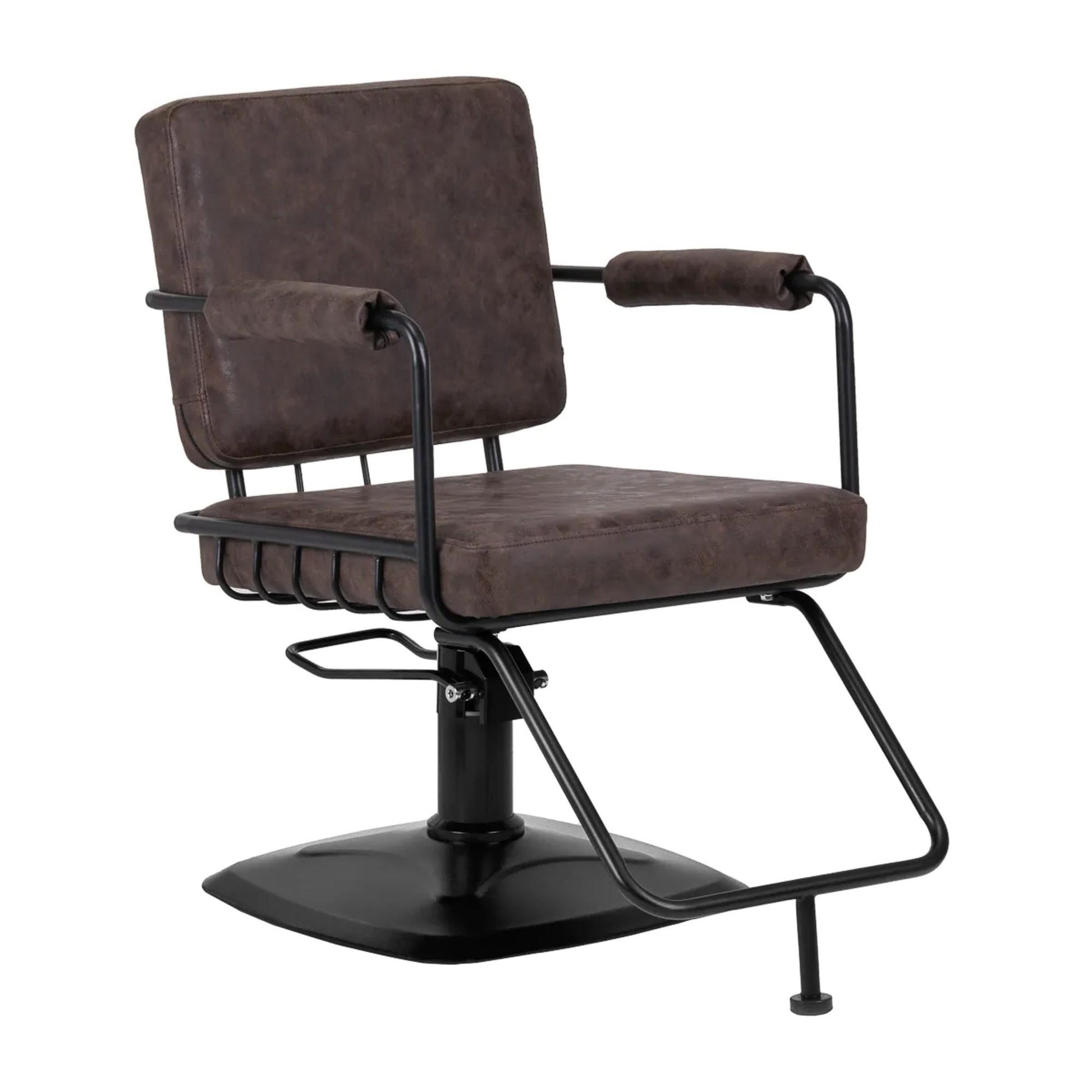 Gabbiano Poltrona Katania Loft Old Leather per Parrucchiere - Marrone Scuro