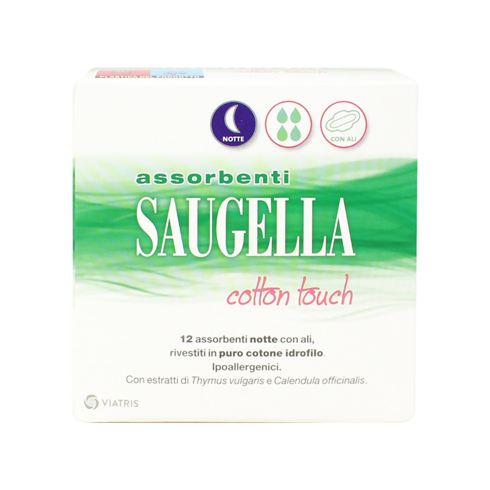 Saugella Assorbenti Cotton Touch Notte con Ali - 12pz