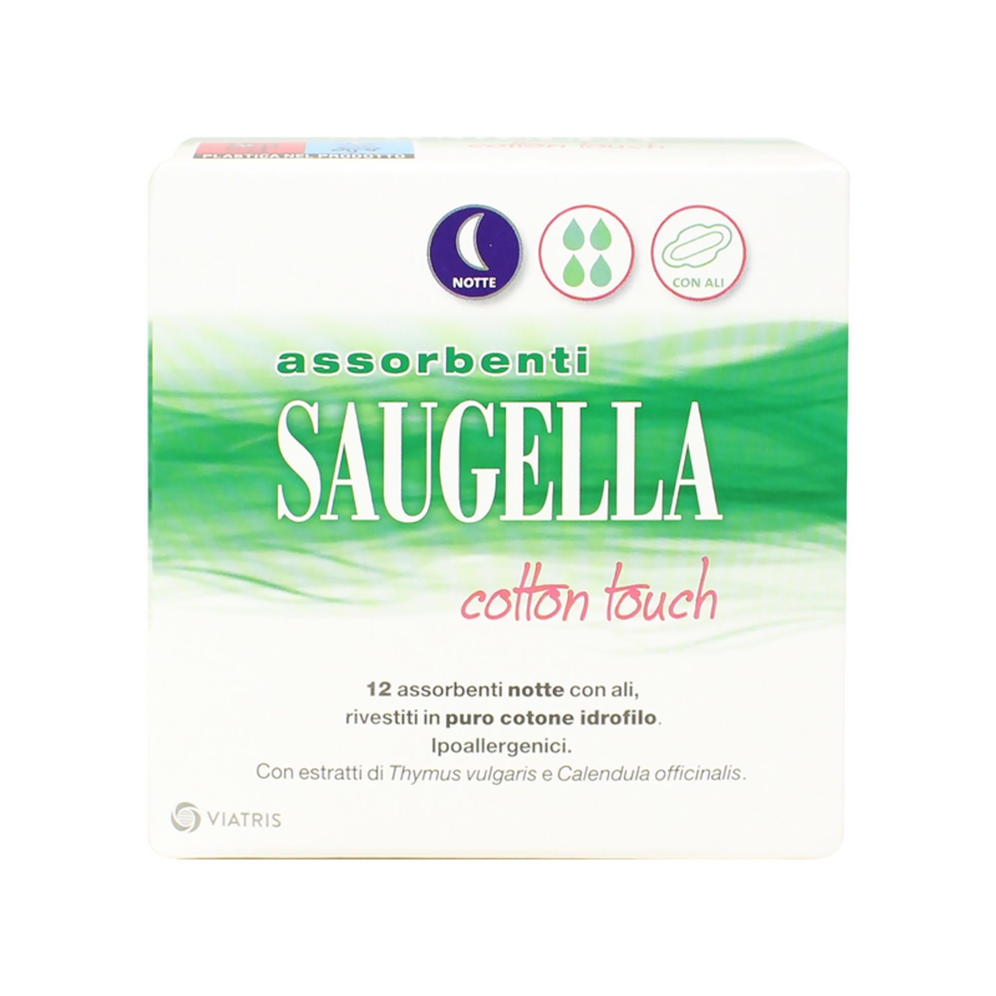 Saugella Assorbenti Cotton Touch Notte con Ali - 12pz