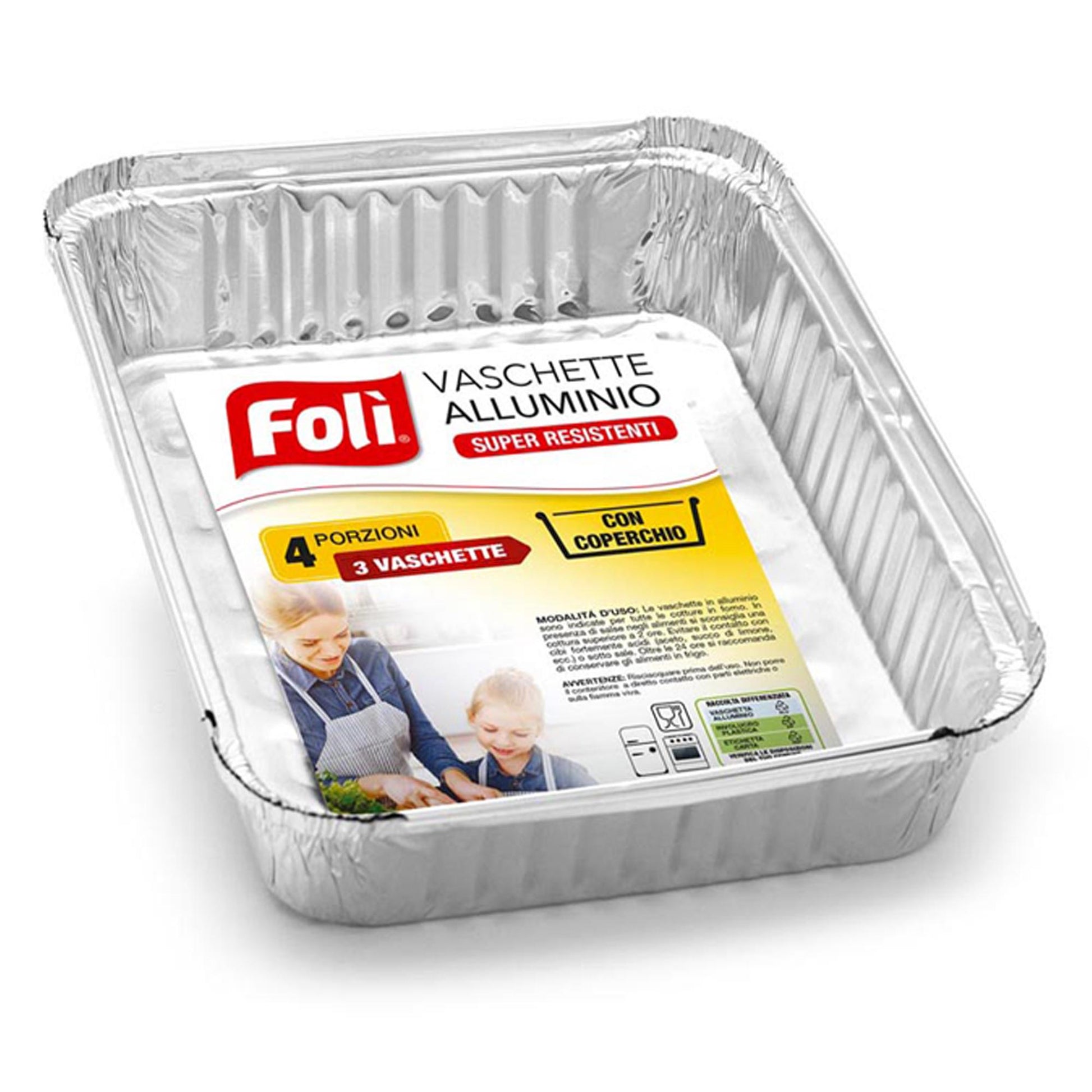 Foli Vaschette Alluminio con Coperchio 4 Porzioni - 3pz