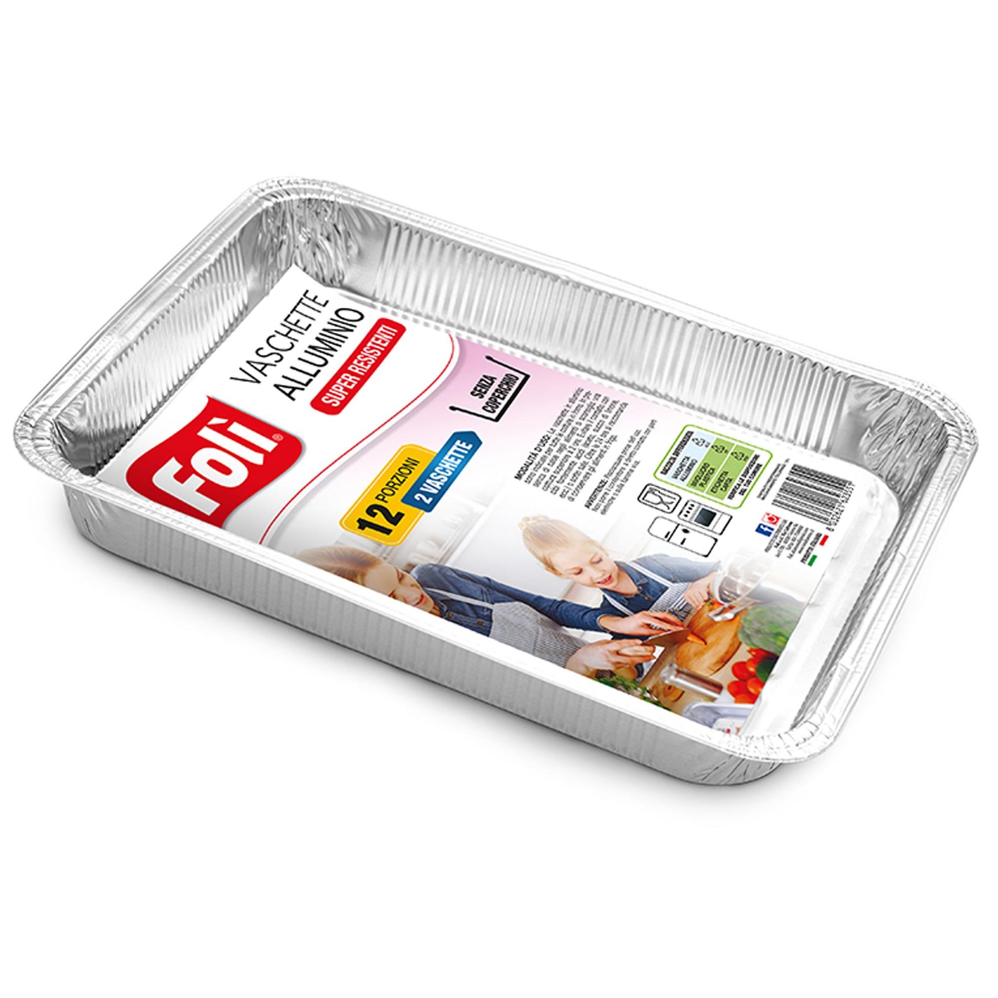 Foli Vaschette Alluminio Senza Coperchio 12 Porzioni - 2pz