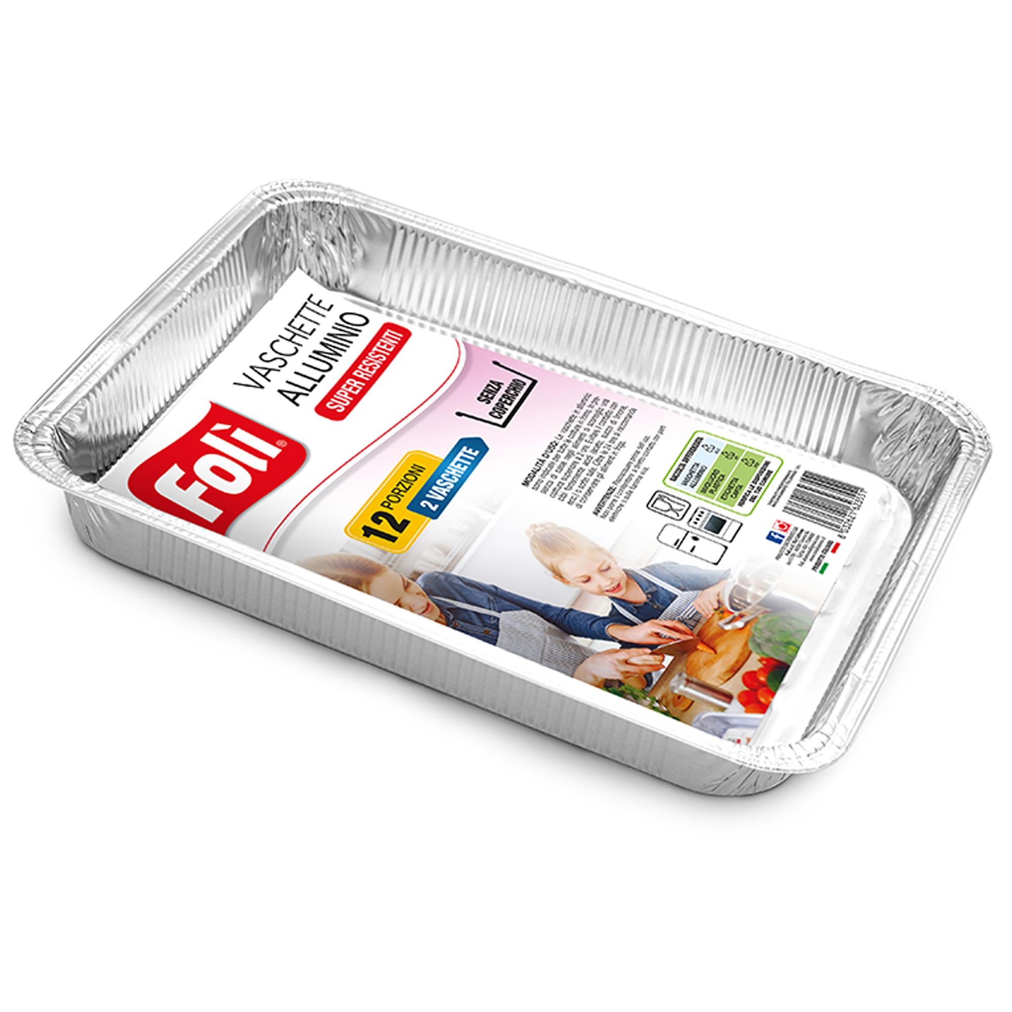 Foli Vaschette Alluminio Senza Coperchio 12 Porzioni - 2pz