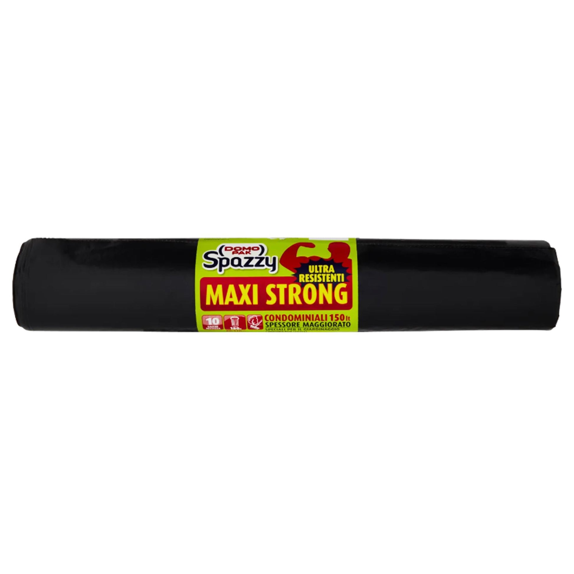 Domopak Spazzy Sacchi Pattumiera Maxi Strong 10pz Nero - 150 Litri