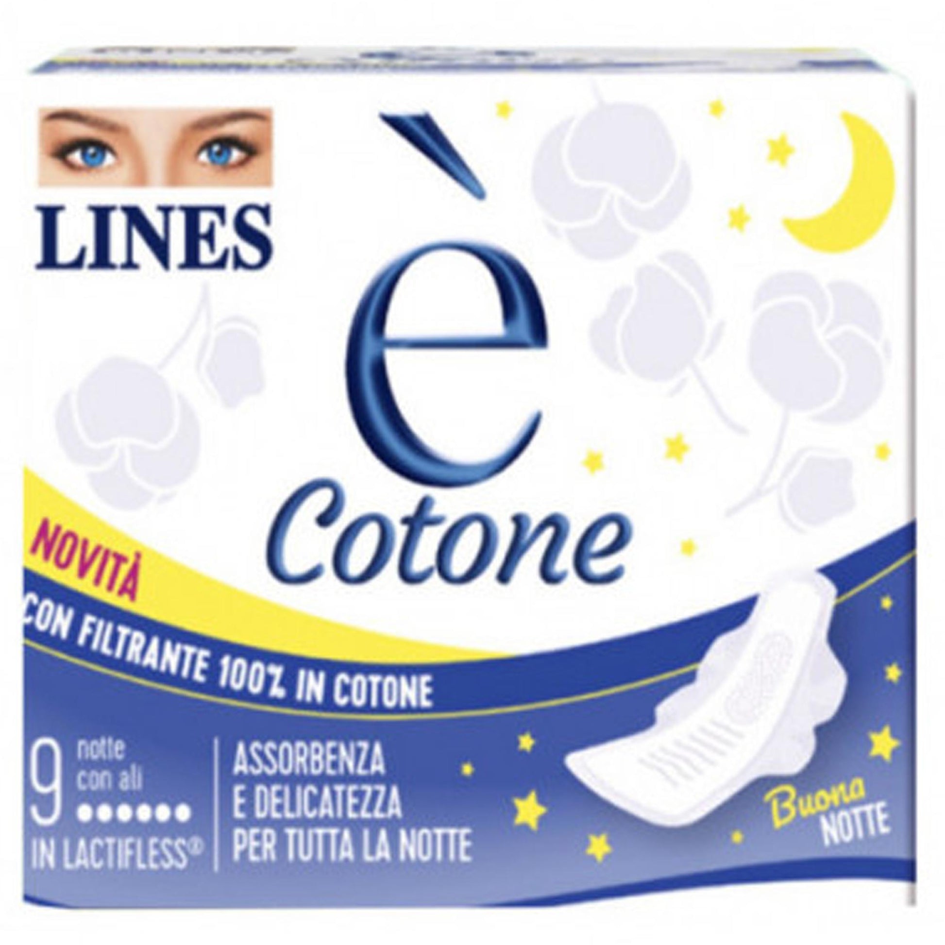 Lines È Cotone Assorbenti Ali Notte - 9pz