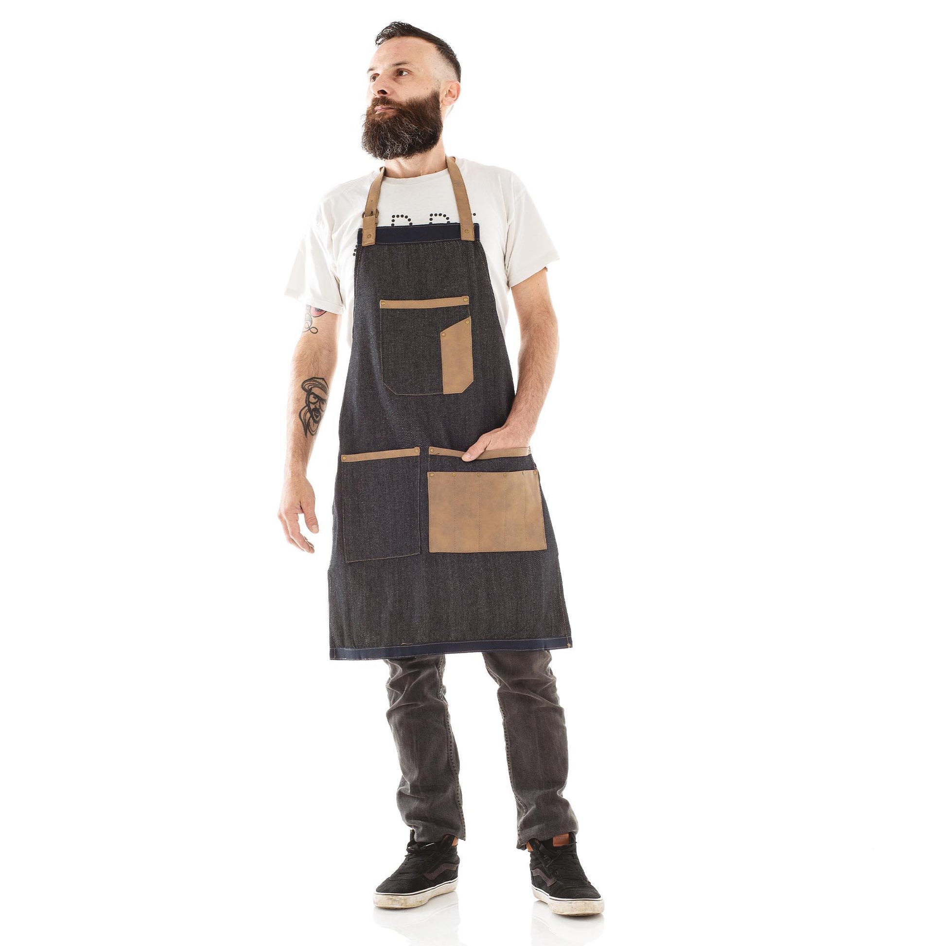 The Barber Grembiule per Barbiere Denim Tom