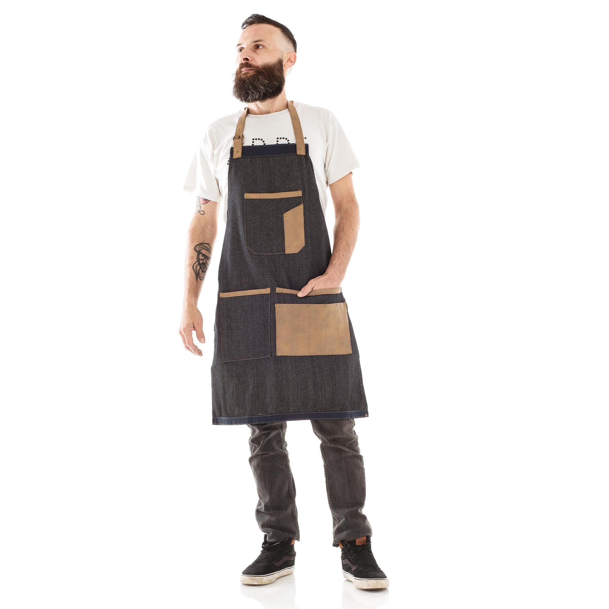 The Barber Grembiule per Barbiere Denim Tom