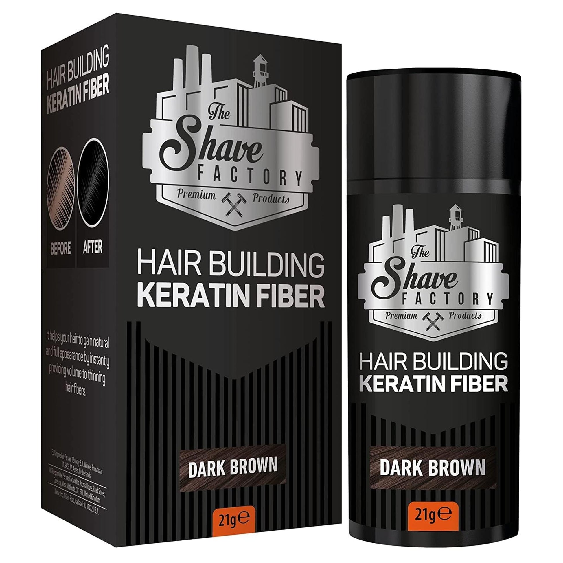 The Shave Factory Hair Building Fibre di Cheratina 22gr - Dark Brown