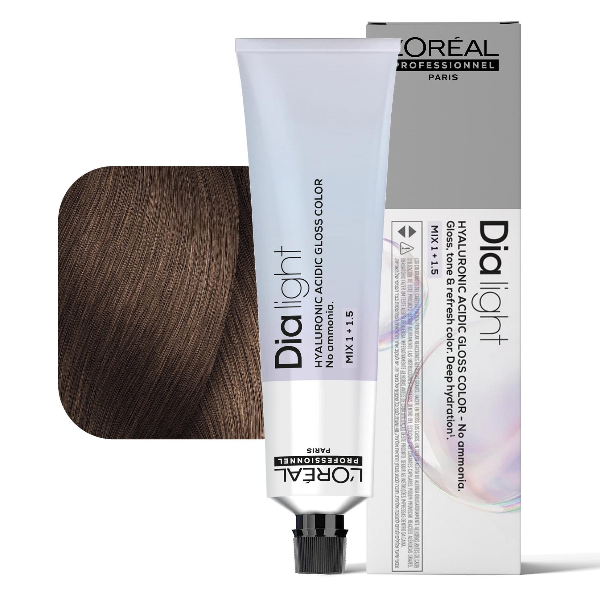 Loreal Dialight Tintura per Capelli Hyaluronic Acid Gloss Color 60ml - 7.8