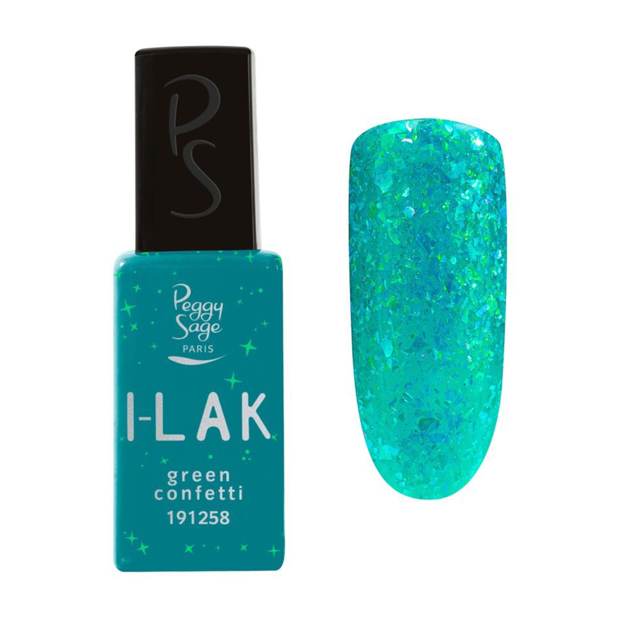 Peggy Sage I-Lak Smalto Semipermanente TPO Free 11ml - Green Confetti