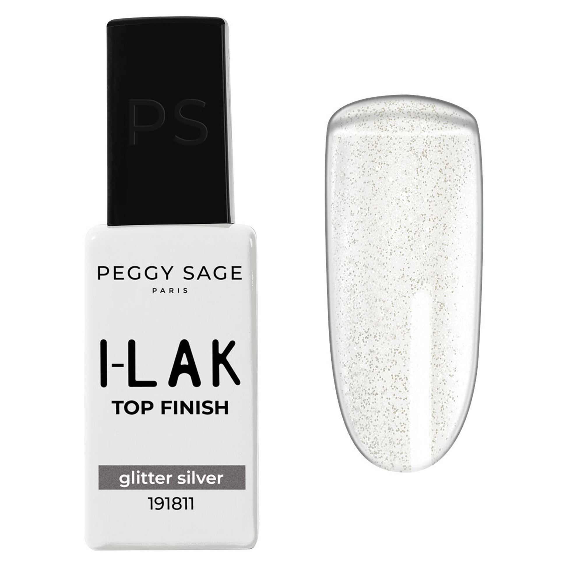 Peggy Sage I-Lak Top Coat 11ml - Glitter Silver