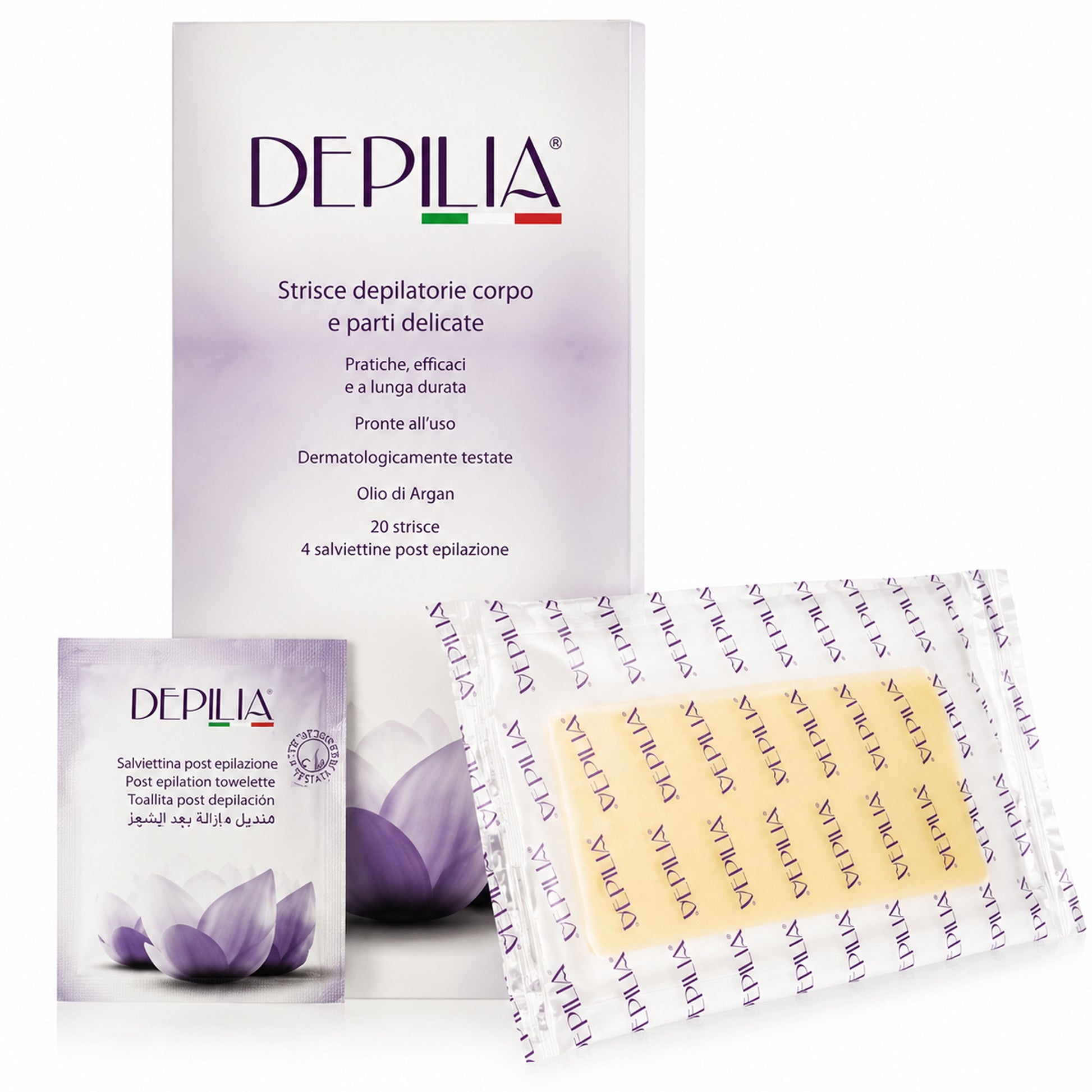 Depilia Strisce Dipilatorie Corpo e Parti Delicate 20pz - Olio di Argan