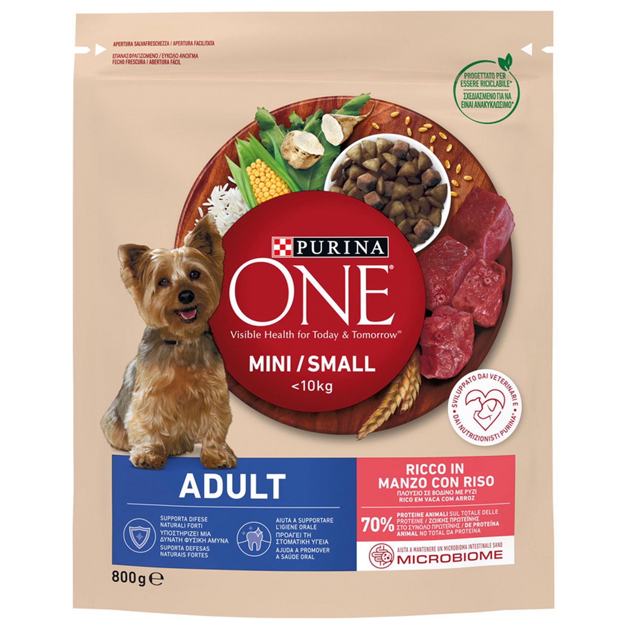 Purina One Cane Adulto Mini Crocchette 800gr - Manzo e Riso
