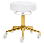 Gabbiano Sgabello D054G con Rotelle - Gold Bianco