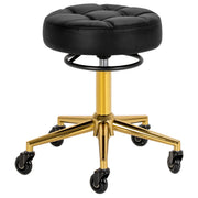 Gabbiano Sgabello D054G con Rotelle - Gold Nero