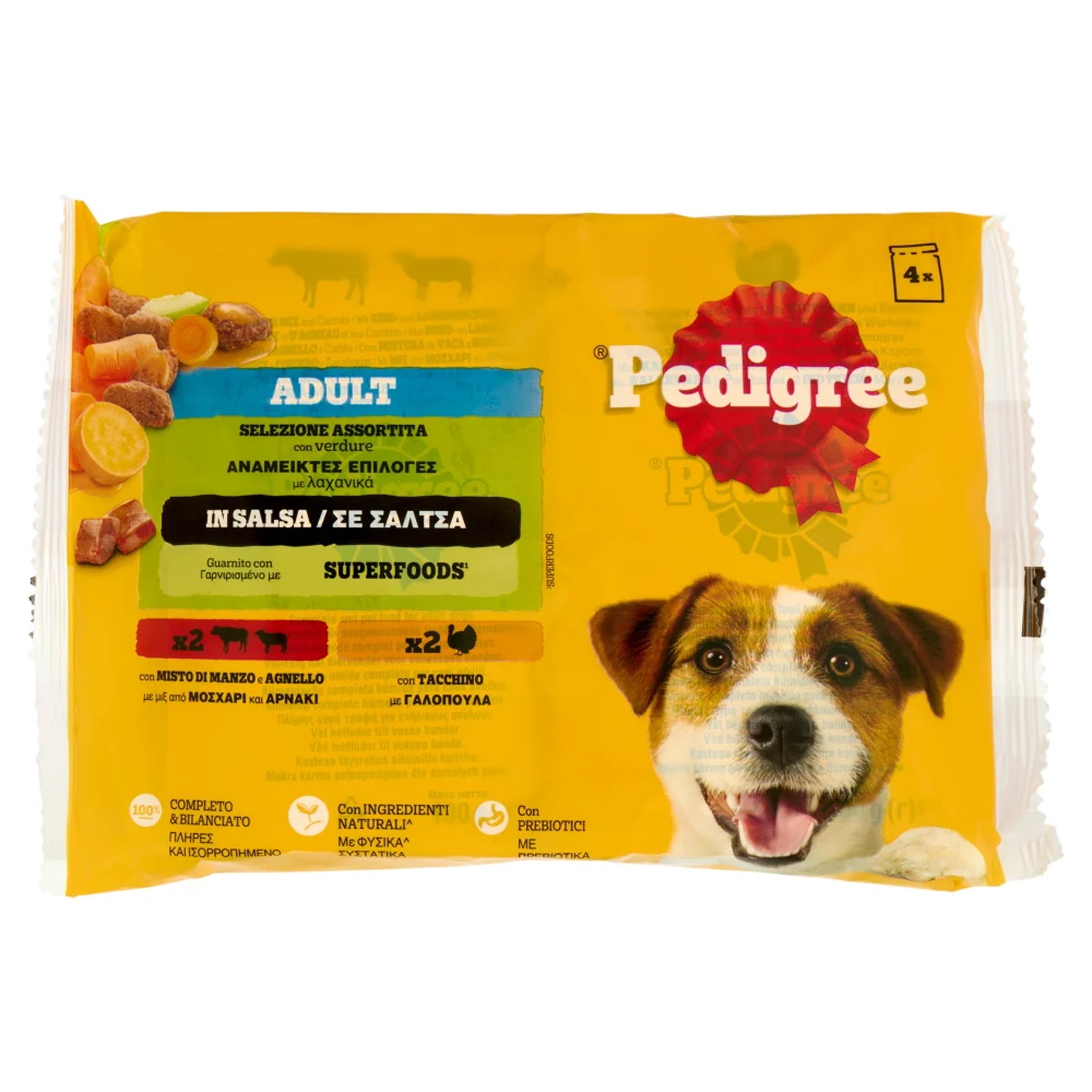 Pedigree Cibo Umido Cani 4x100g - Manzo Agnello Tacchino