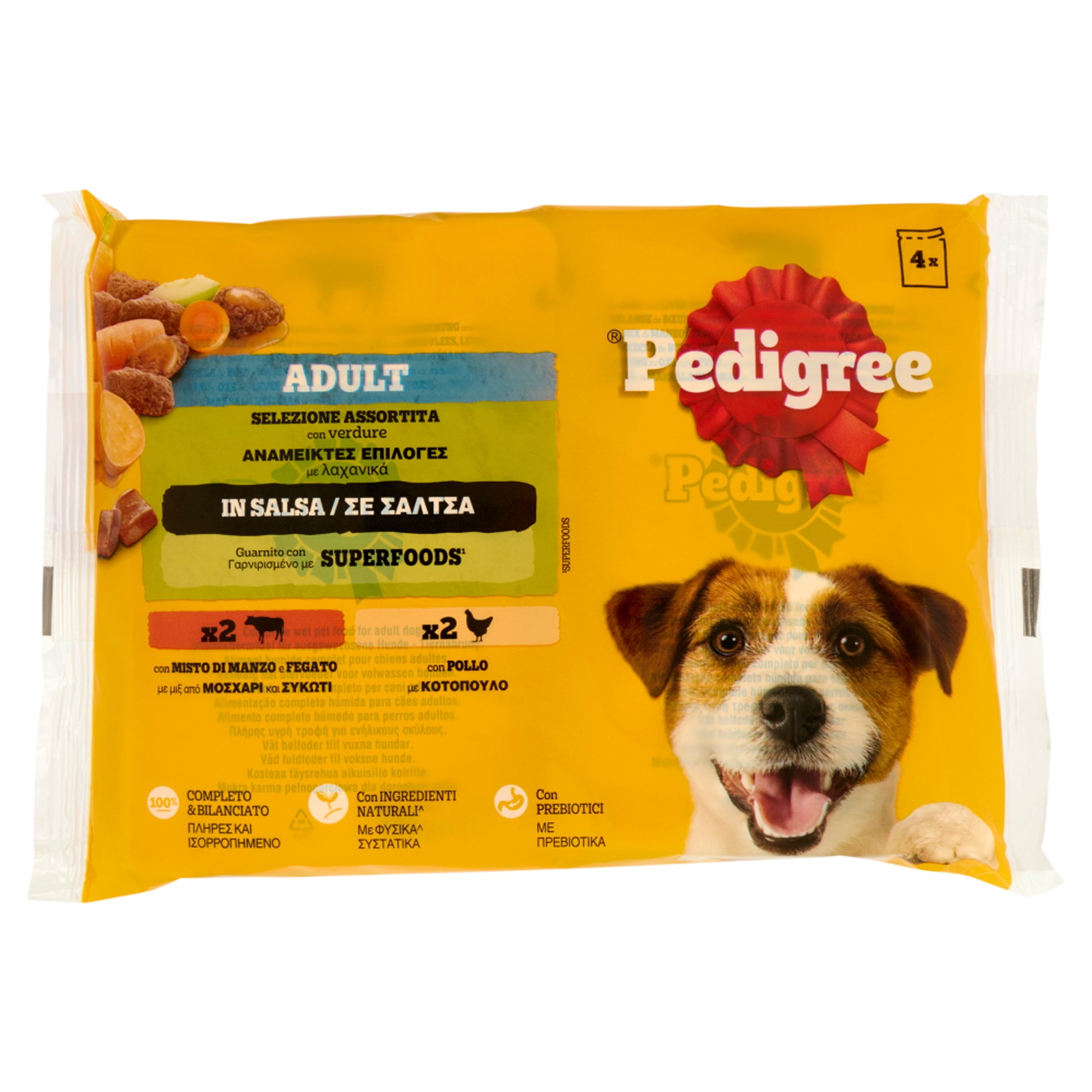 Pedigree Cibo Umido Cani 4x100g - Manzo Fegato Pollo