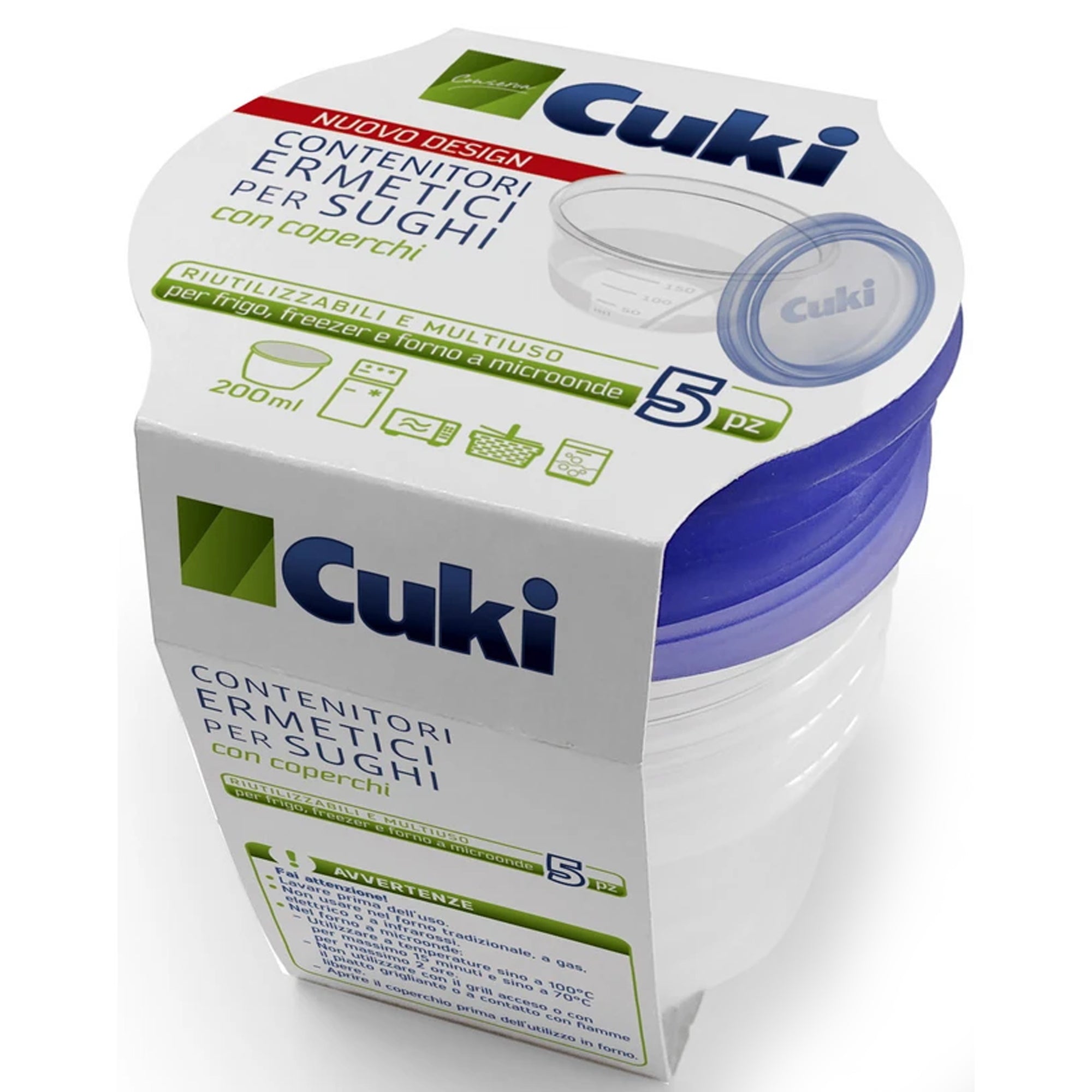 Cuki Contenitori Ermetici con Coperchio per Sughi - 5pz