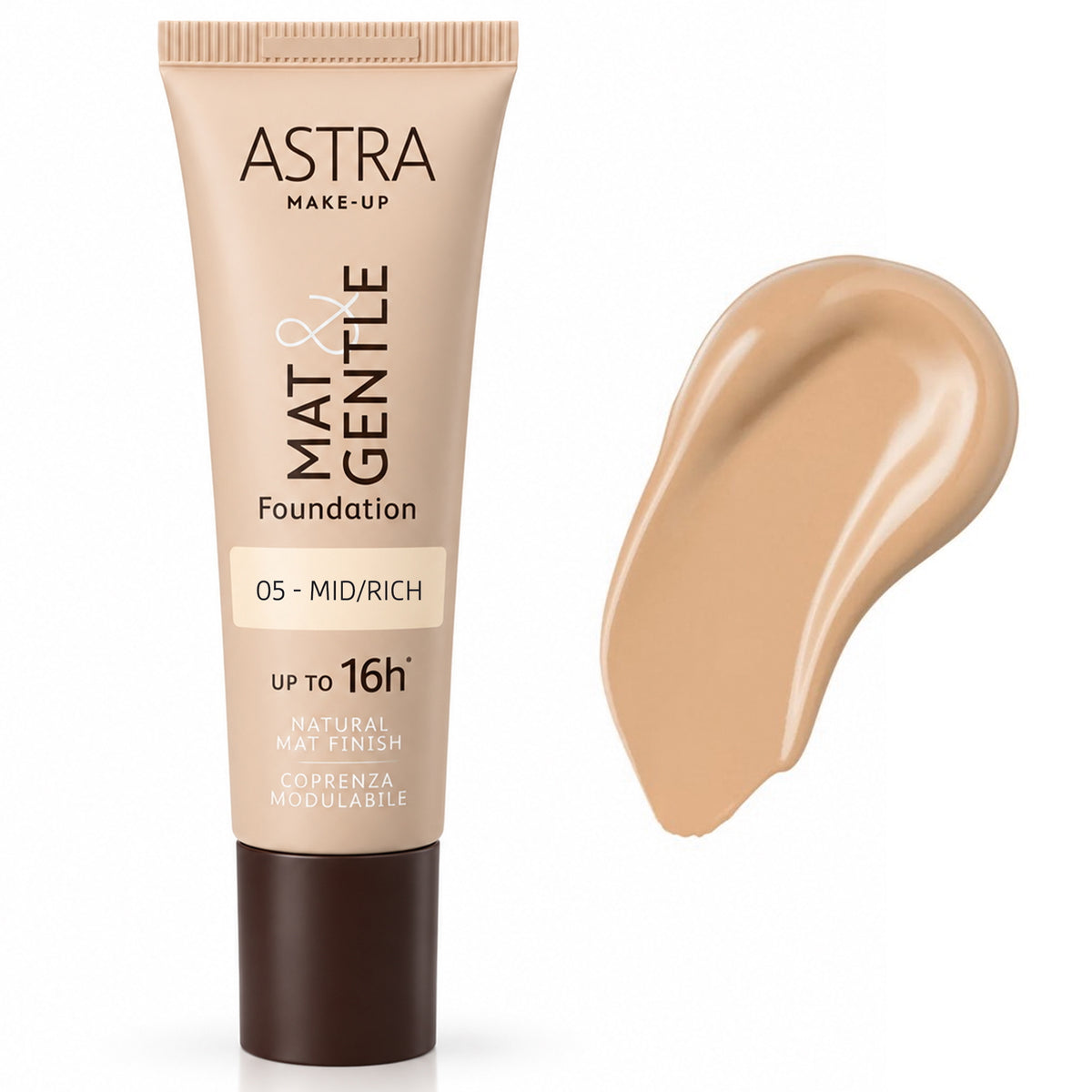 Astra Makeup Mat Gentle Fondotinta 25ml - 05 Mid Rich