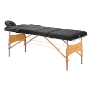 Balance Lettino Massaggio Pieghevole in Legno 3 Segmenti - Nero