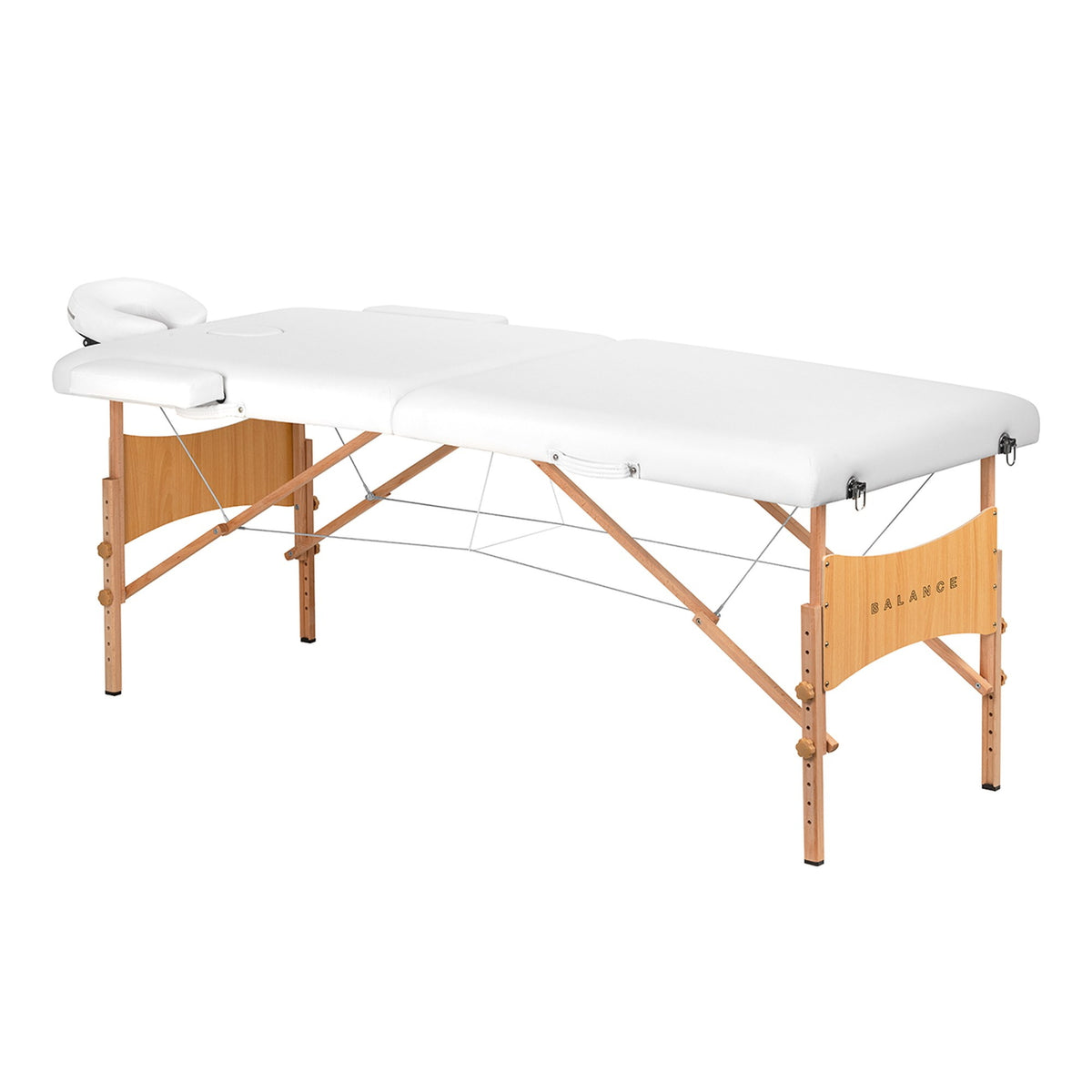 Balance Lettino Massaggio Pieghevole in Legno 2 Segmenti - Bianco
