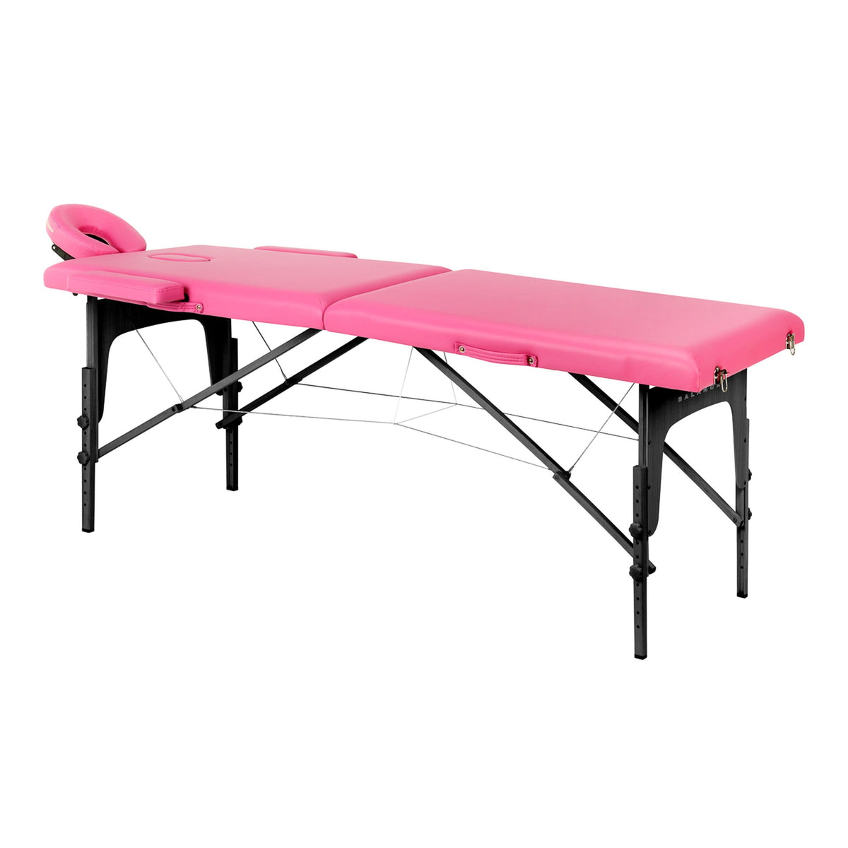 Balance Lettino Massaggio Pieghevole in Legno 2 Segmenti - Rosa Nero