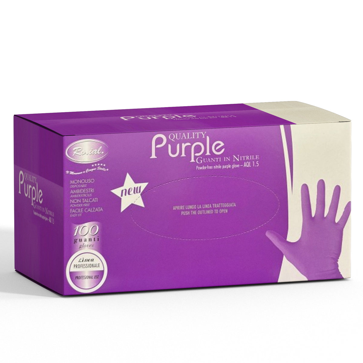 Roial Guanti in Nitrile Non Talcati Viola 100pz - S
