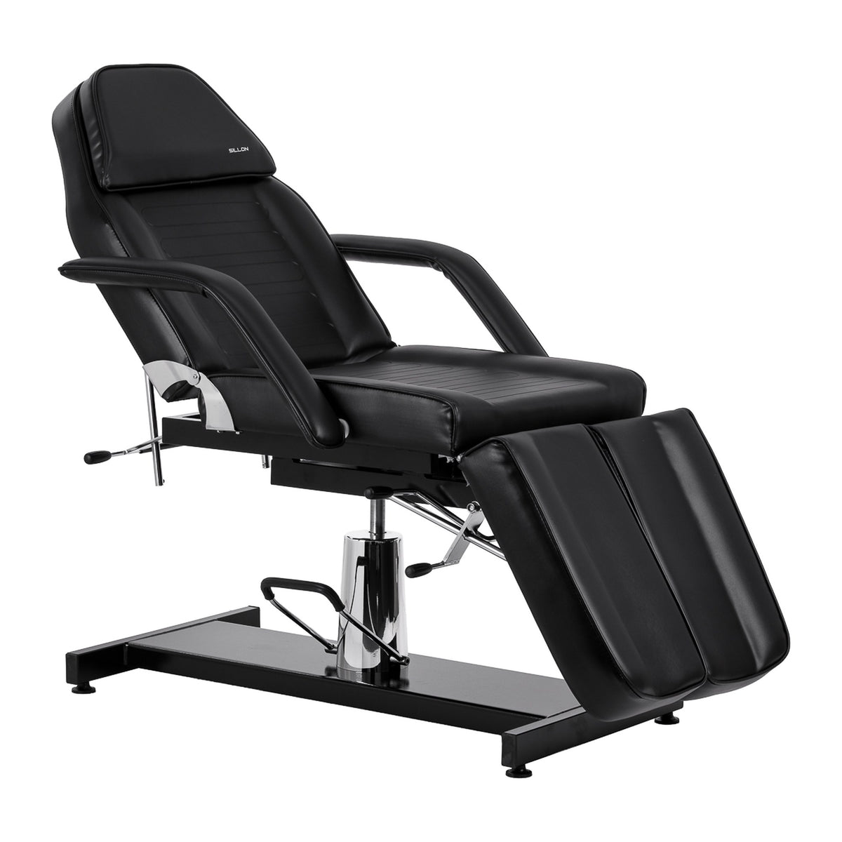 Sillon Poltrona Lettino 210 con Pompa Idraulica Poggiapiedi Diviso - Nero