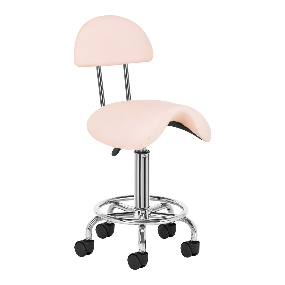 Sgabello Estetista AS BRAND 6001 con Rotelle Rosa