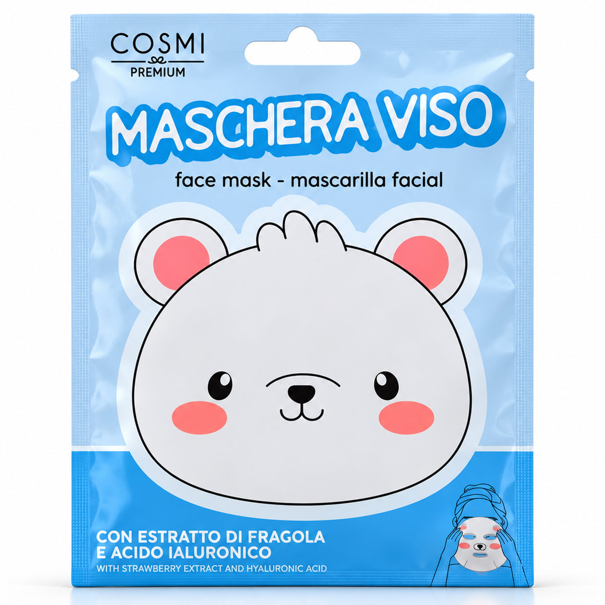 Maschera Viso Idratante Cosmi Orso Bianco in Tessuto 25ml