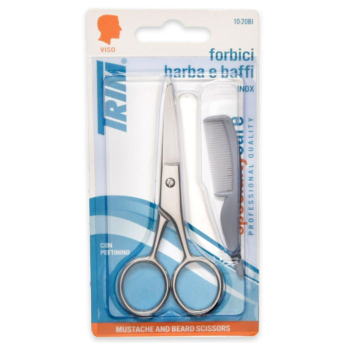 Forbici da Barba Trim Forbici per Barba e Baffi in Acciao Inox Pettinino
