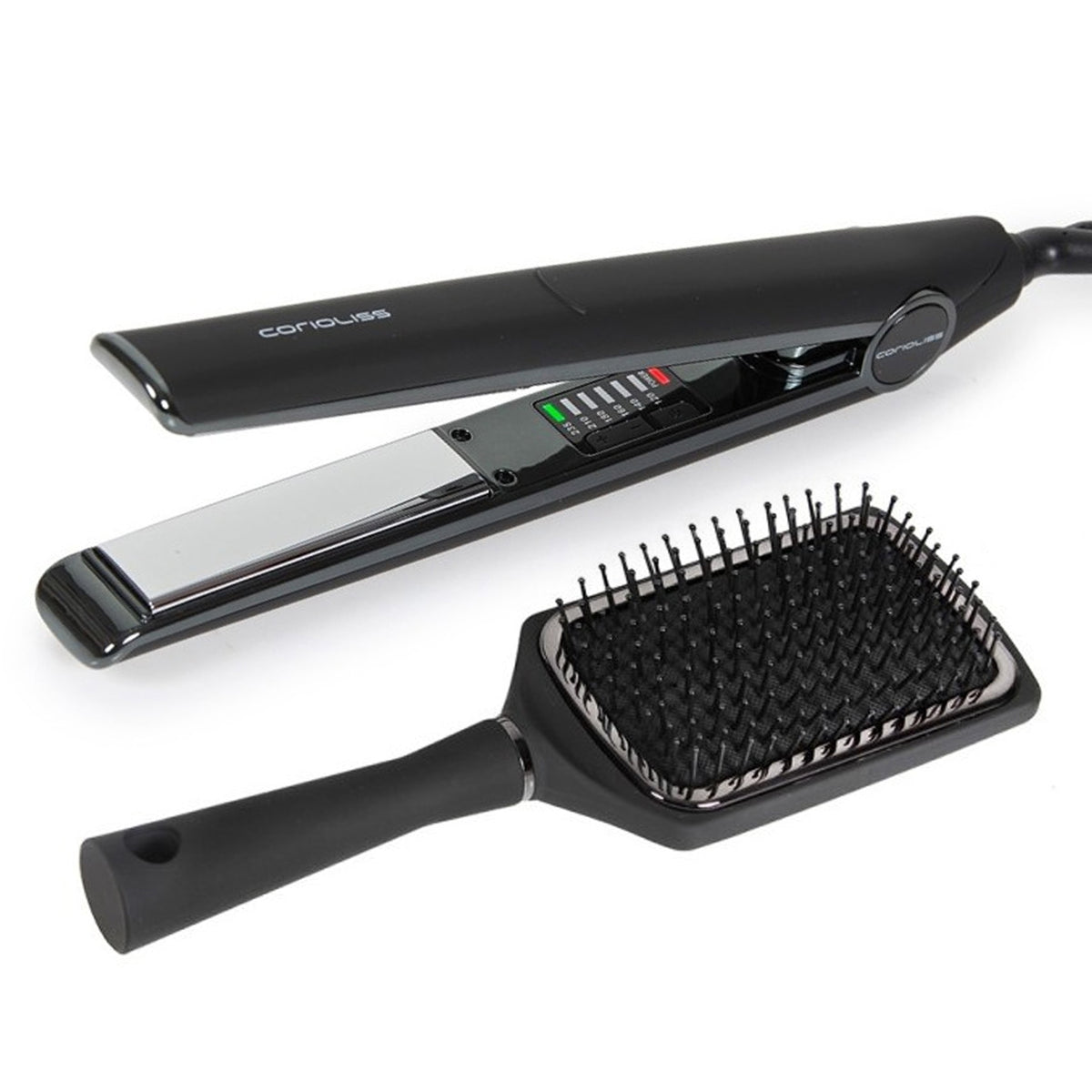 Piastra per Capelli Professionale Corioliss C1 Soft Touch Box Nero Cromo