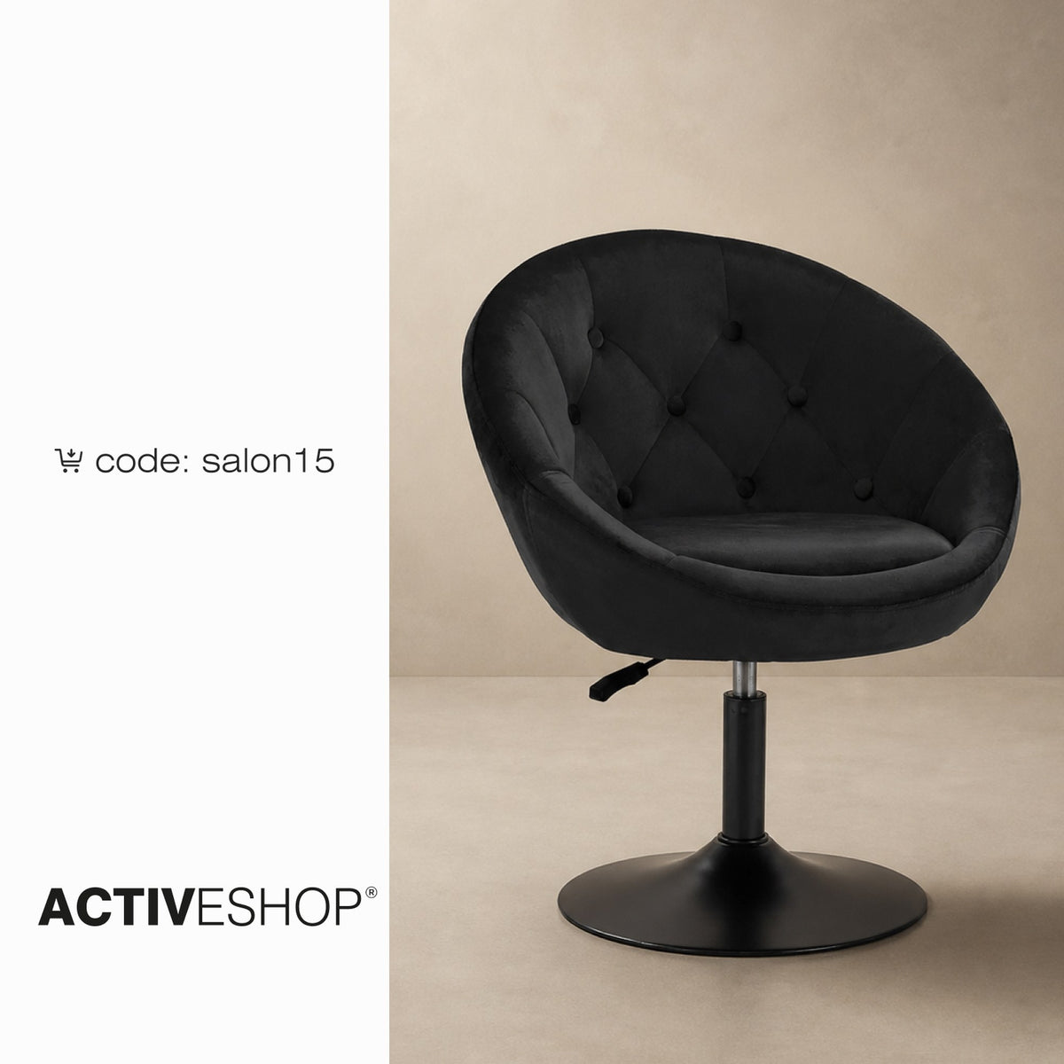 4Rico Poltrona Girevole QS-BL12B in Velluto - Nero