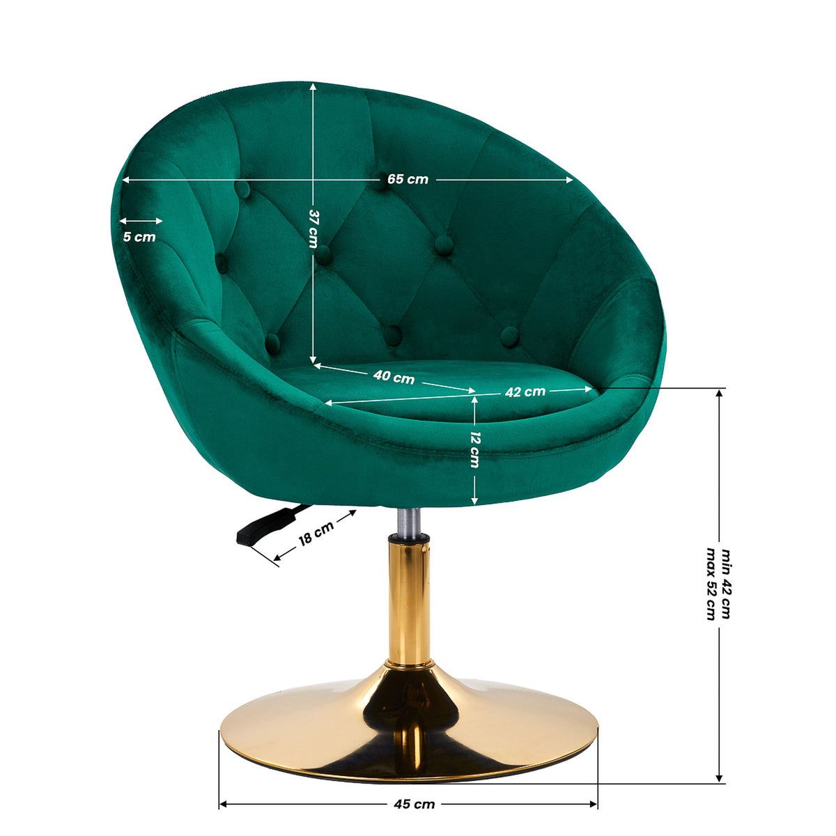 4Rico Poltrona Girevole QS-BL12G in Velluto - Verde