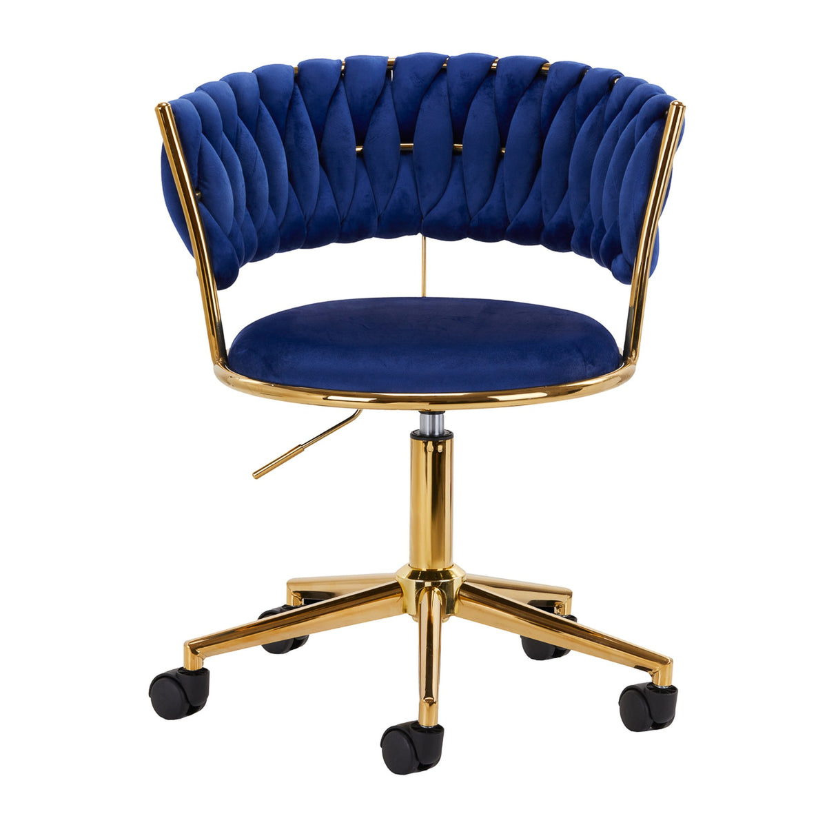 4Rico Poltrona Girevole QS-GW01G in Velluto - Blu Navy