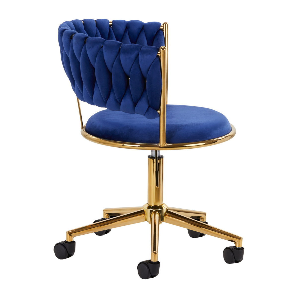 4Rico Poltrona Girevole QS-GW01G in Velluto - Blu Navy