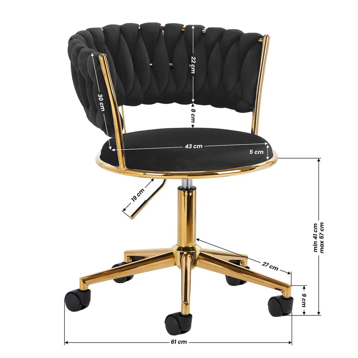 4Rico Poltrona Girevole QS-GW01G in Velluto - Nero
